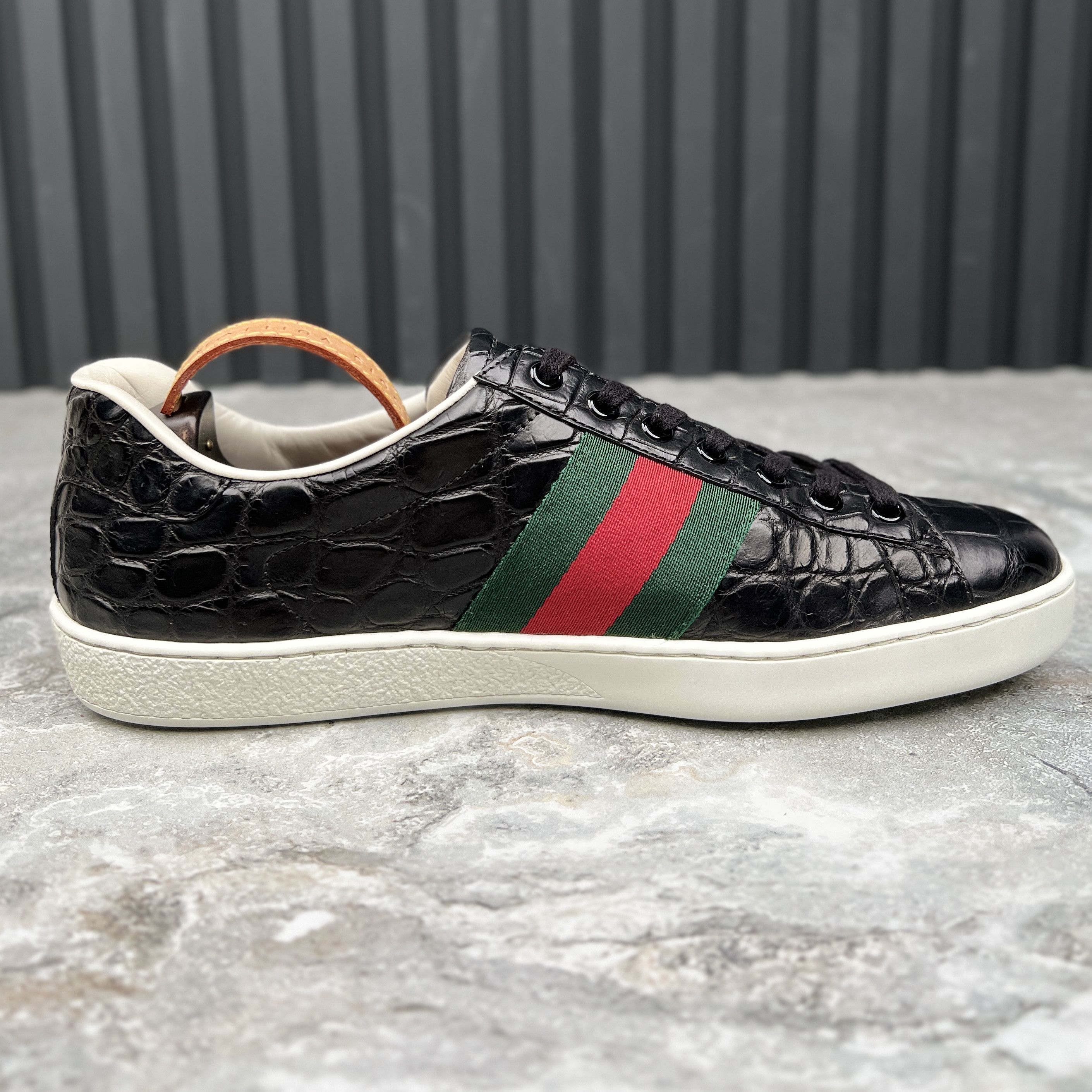 Gucci Ace Sneakers Web Genuine Crocodile Leather Size US 8 / EU 41 - 7 Thumbnail