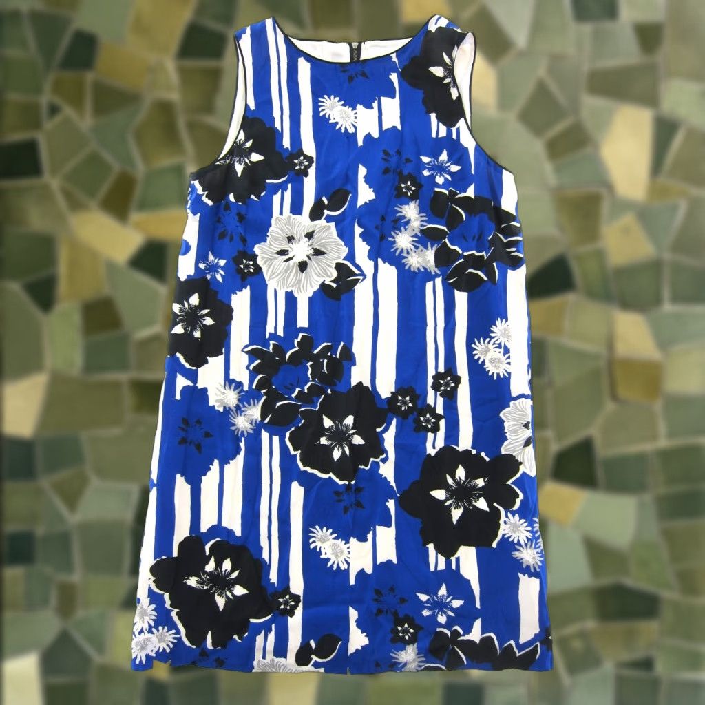 Vintage NWT Maeve Anthropologie Canna Blue Black Floral Silk Shift Tank Dress 8 Size M / US 6-8 / IT 42-44 - 1 Thumbnail