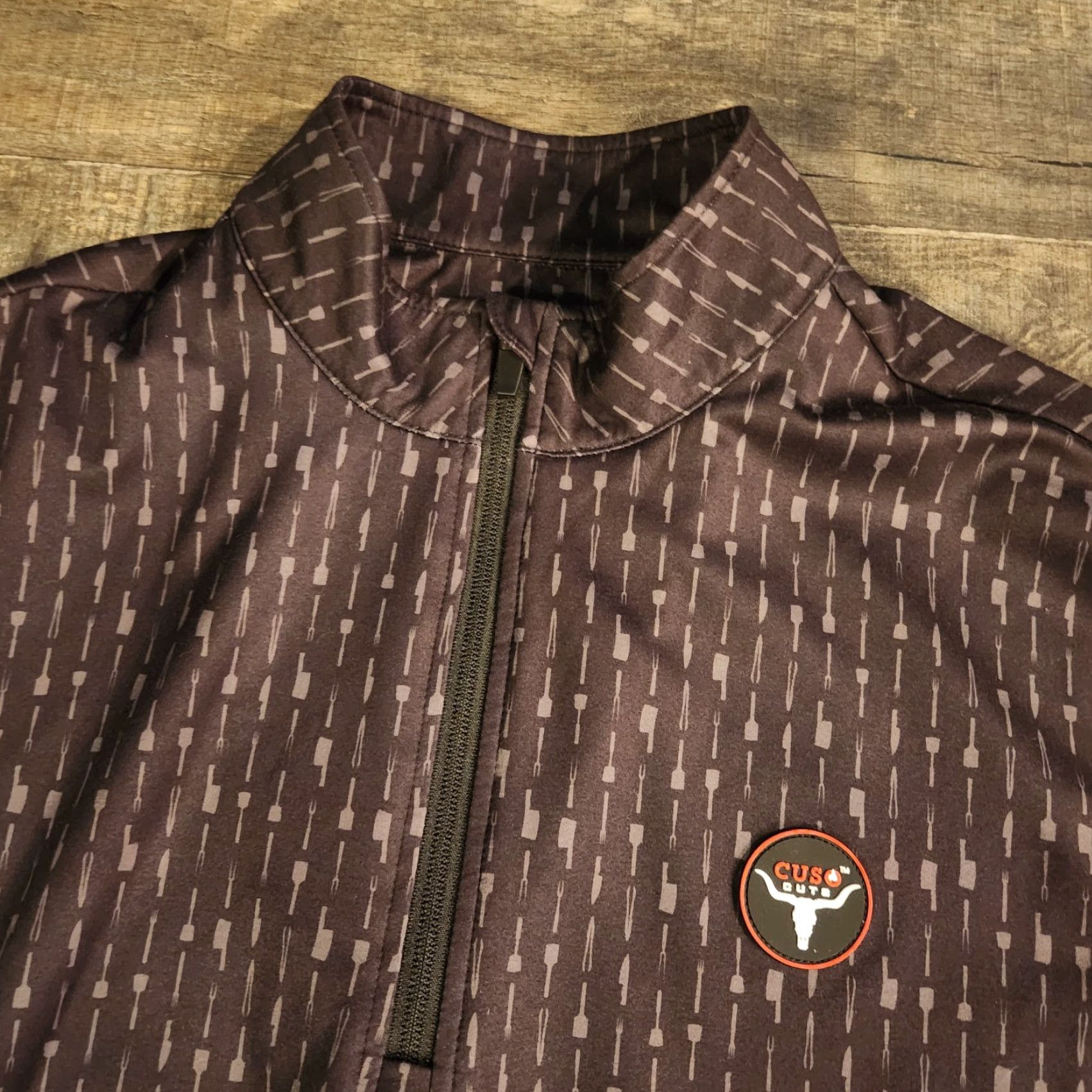 Vintage Waggle Cuso Cuts 1/4 Zip Pullover Mens XL AOP Gray Long Sleeve Lightweight Quick Dry Performance Folded in Waggle In The Hunt Golf/Grill Smoker Rare Size US L / EU 52-54 / 3 - 2 Thumbnail