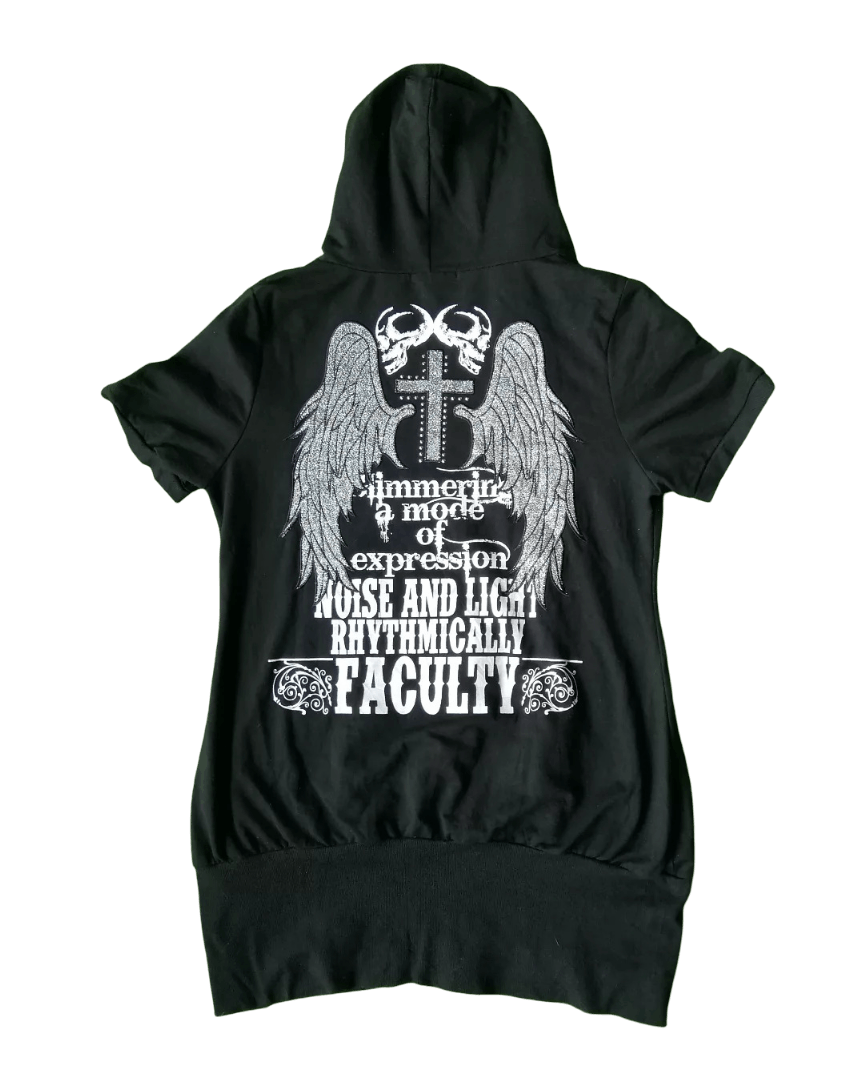 If Six Was Nine Imagination Punk Gothic Black Emo Hooded Shortsleeve Shirt Size XL / US 12-14 / IT 48-50 - 8 Thumbnail