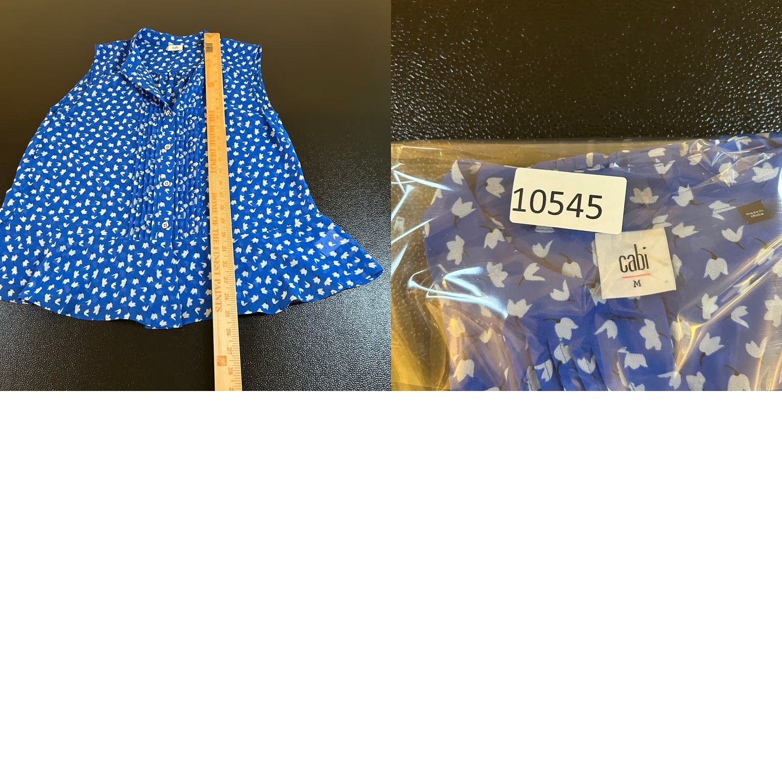 Vintage Cabi Peplum Blouse Womens M Blue Floral Sleeveless Pintuck Button Casual 5530 Size M / US 6-8 / IT 42-44 - 8 Thumbnail