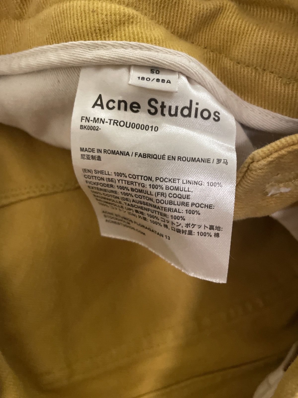 Acne Studios Mustard Work Pants Size US 32 / EU 48 - 3 Thumbnail