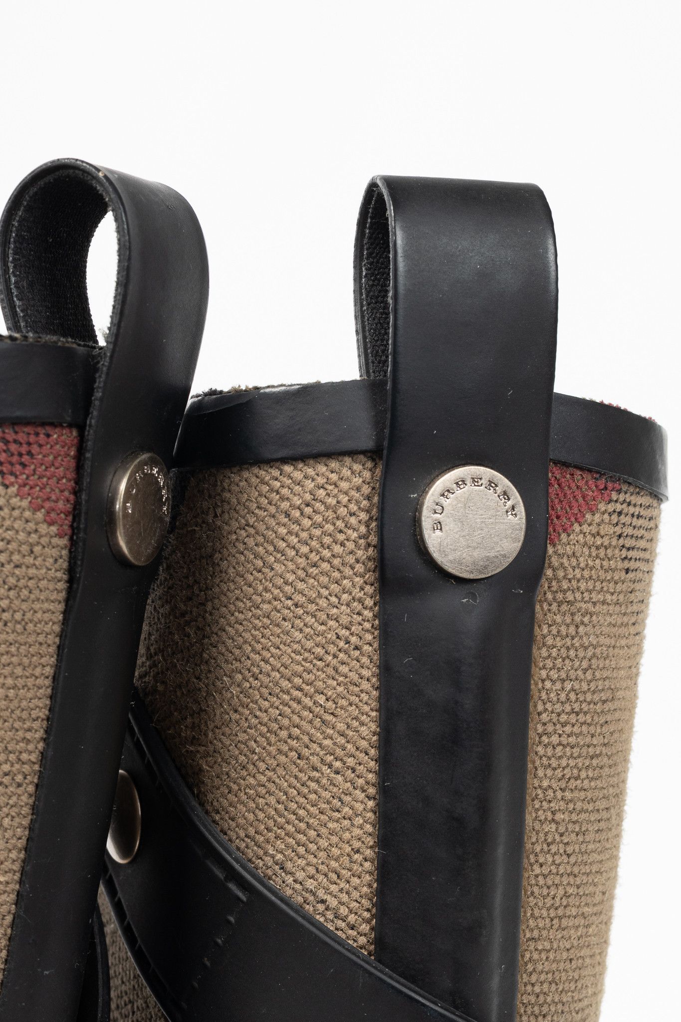 Burberry Burberry Holloway Canvas Check Rubber Mid-Biker Rain Boots Size US 6.5 / IT 36.5 - 10 Thumbnail