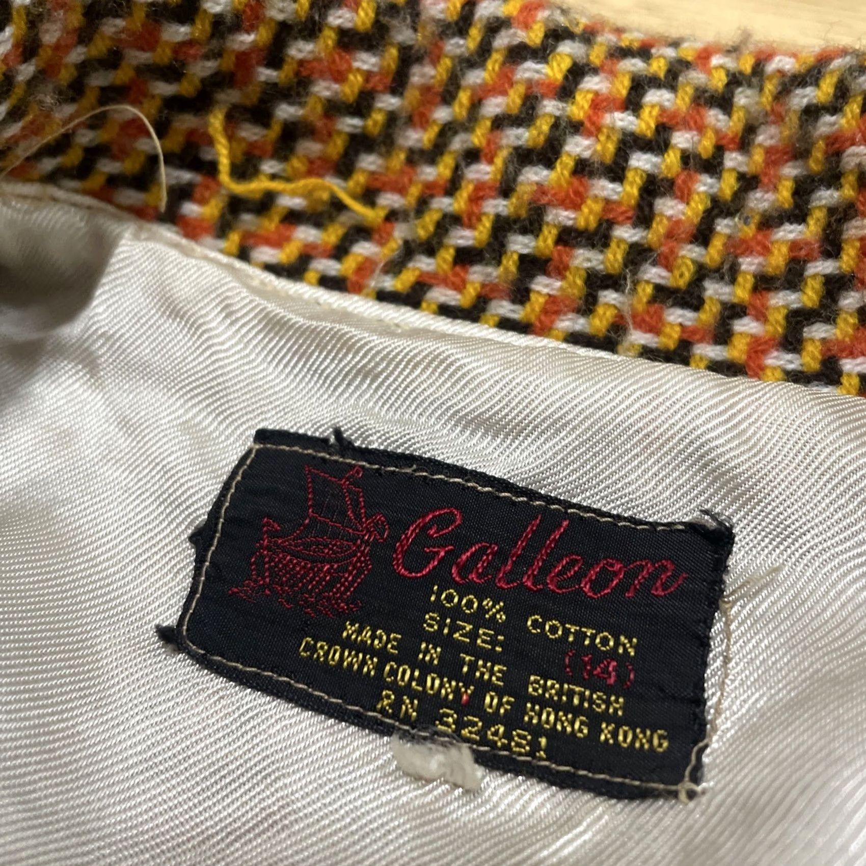 Vintage VINTAGE Galleon Blazer Jacket Women 14 1960s 70s Mod Tweed Brown Yellow Orange Geometric Size S / US 4 / IT 40 - 5 Thumbnail