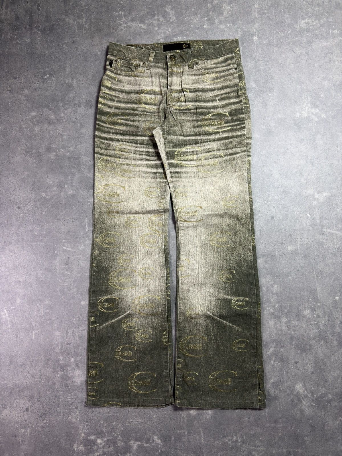 Just Cavalli 00s Just Cavalli Propaganda Multilogo Monogram Flared Jeans Size US 28 / EU 44 - 1 Thumbnail
