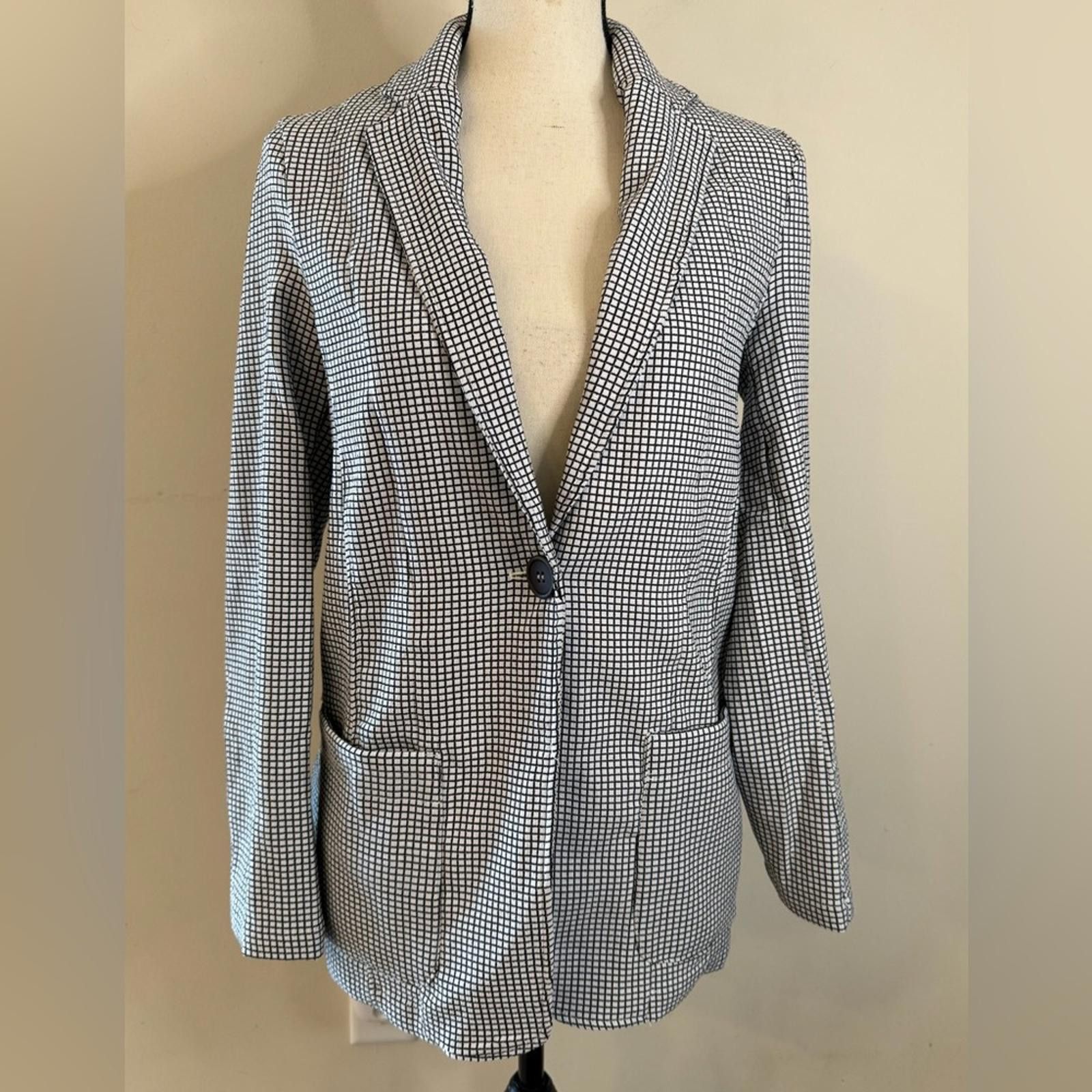 Other Max Studio blazer monochromatic black & white plaid SZ LG Size L / US 10 / IT 46 - 1 Thumbnail