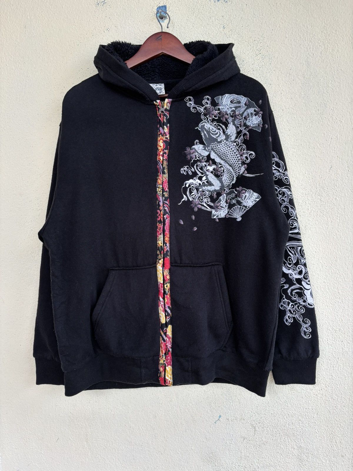 Japanese Brand Koi Fish Zip Up Fleece Lining Hoodie Size US XL / EU 56 / 4 - 2 Thumbnail