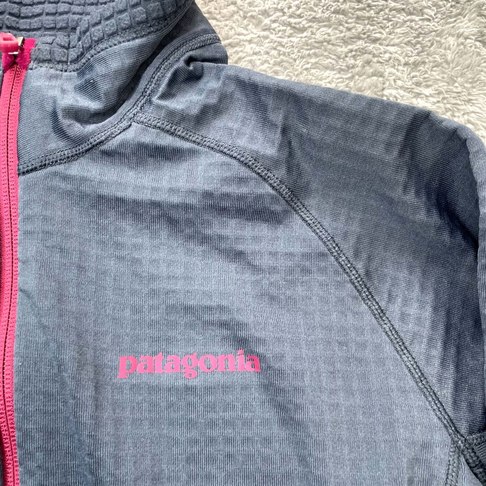 Patagonia Patagonia Womens Large Blue Logo Full Zip Jacket Baselayer Mock Neck Coat Hiking Size L / US 10 / IT 46 - 6 Thumbnail