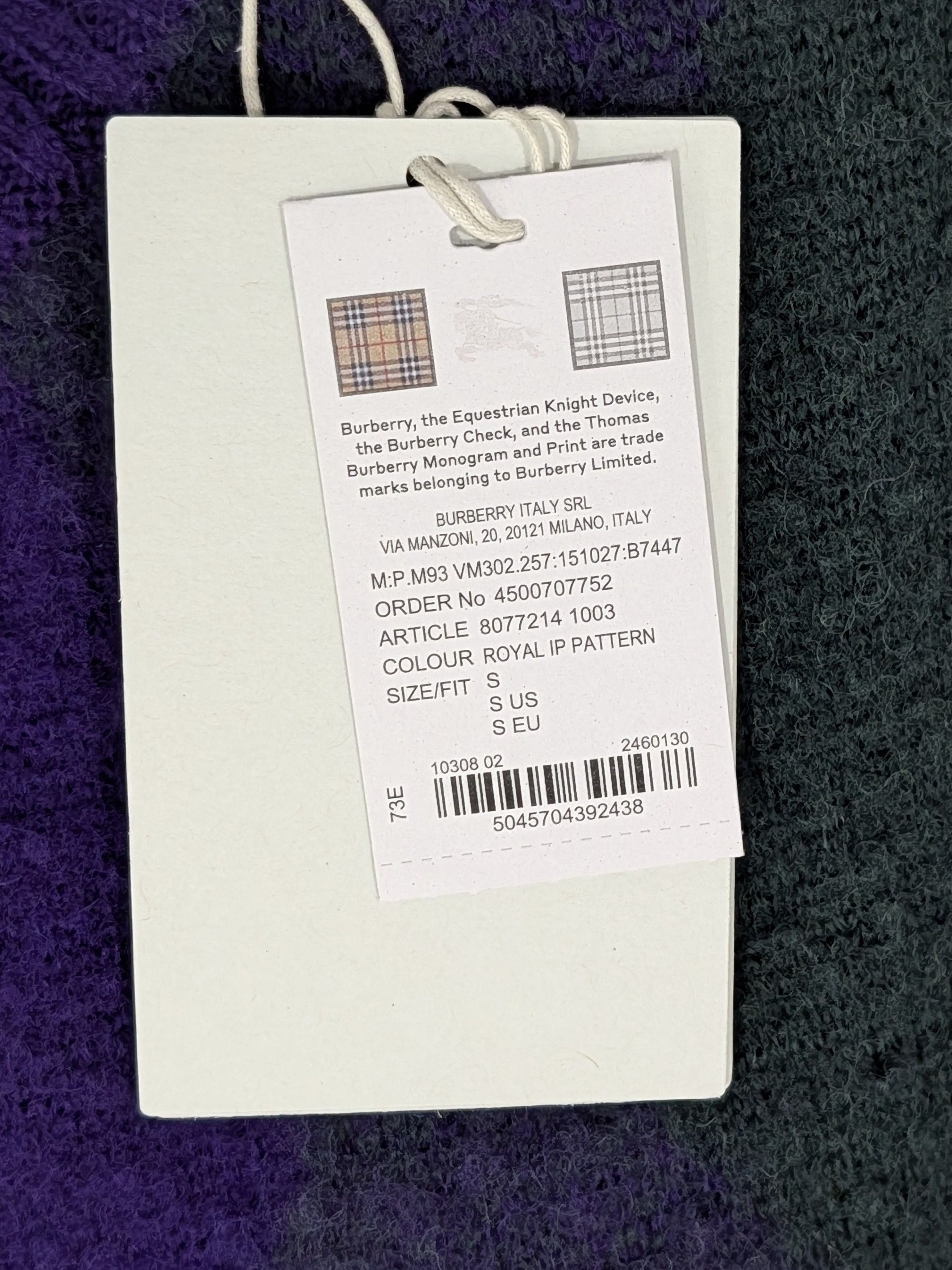 Burberry Burberry Diamond Wool Tasseled Sweater Purple/Green Small Size US S / EU 44-46 / 1 - 8 Thumbnail