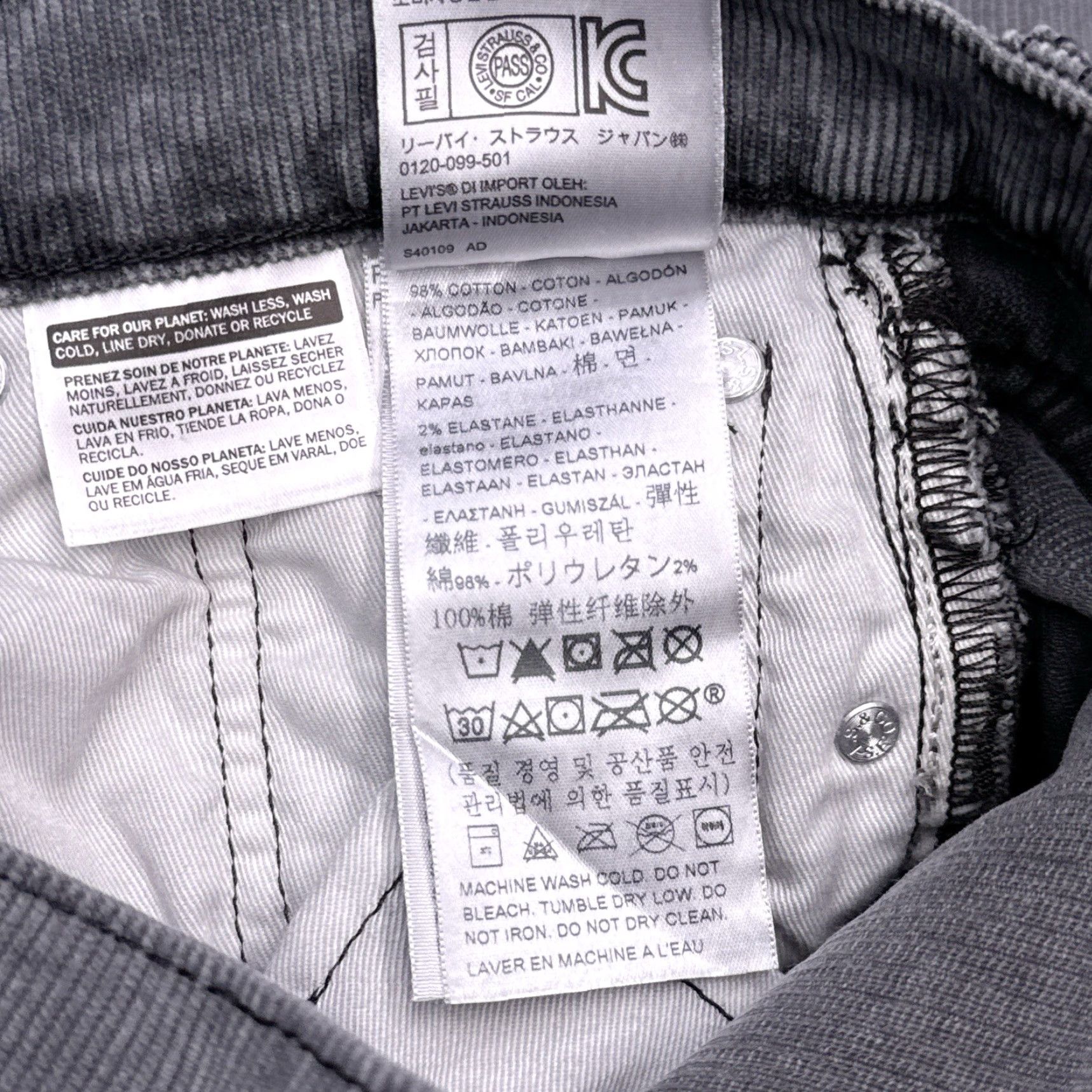 Levi's Levis 514 Jeans Mens 28x32 Gray Regular Straight Corduroy Premium New Size US 28 / EU 44 - 6 Thumbnail