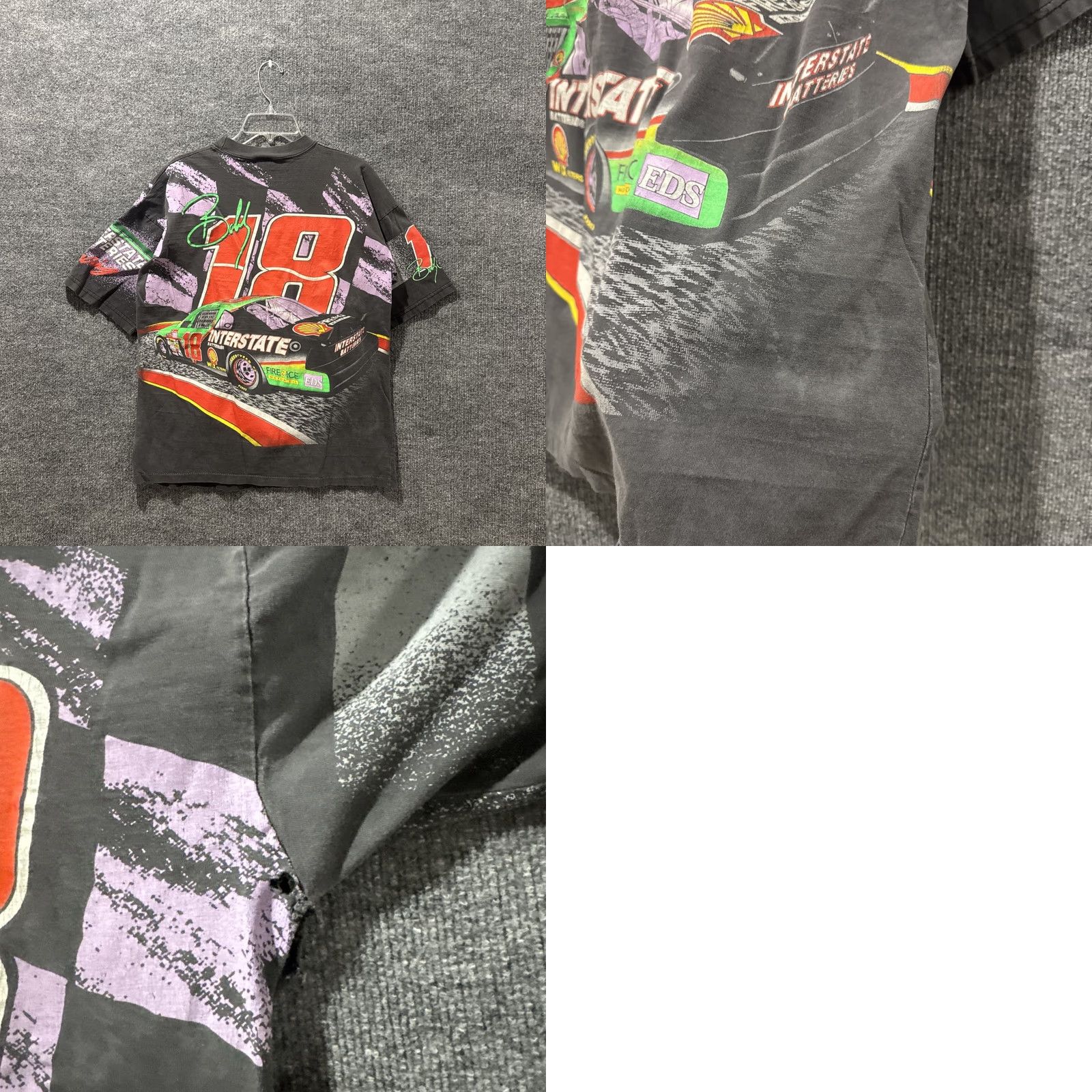 NASCAR VINTAGE Bobby Labonte NASCAR AOP GRAIL Faded T-Shirt Men’s Size L Black 90s Motorsports Traditions Shirt Mens Size US L / EU 52-54 / 3 - 9 Thumbnail
