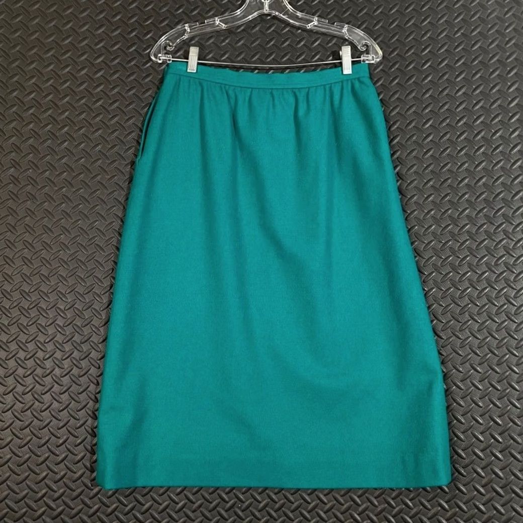 Pendleton VINTAGE Pendleton Skirt Women Size 12 Green A-Line Midi USA Made Women's Skater Wool Long 70s Size 34" / US 12 / IT 48 - 2 Thumbnail
