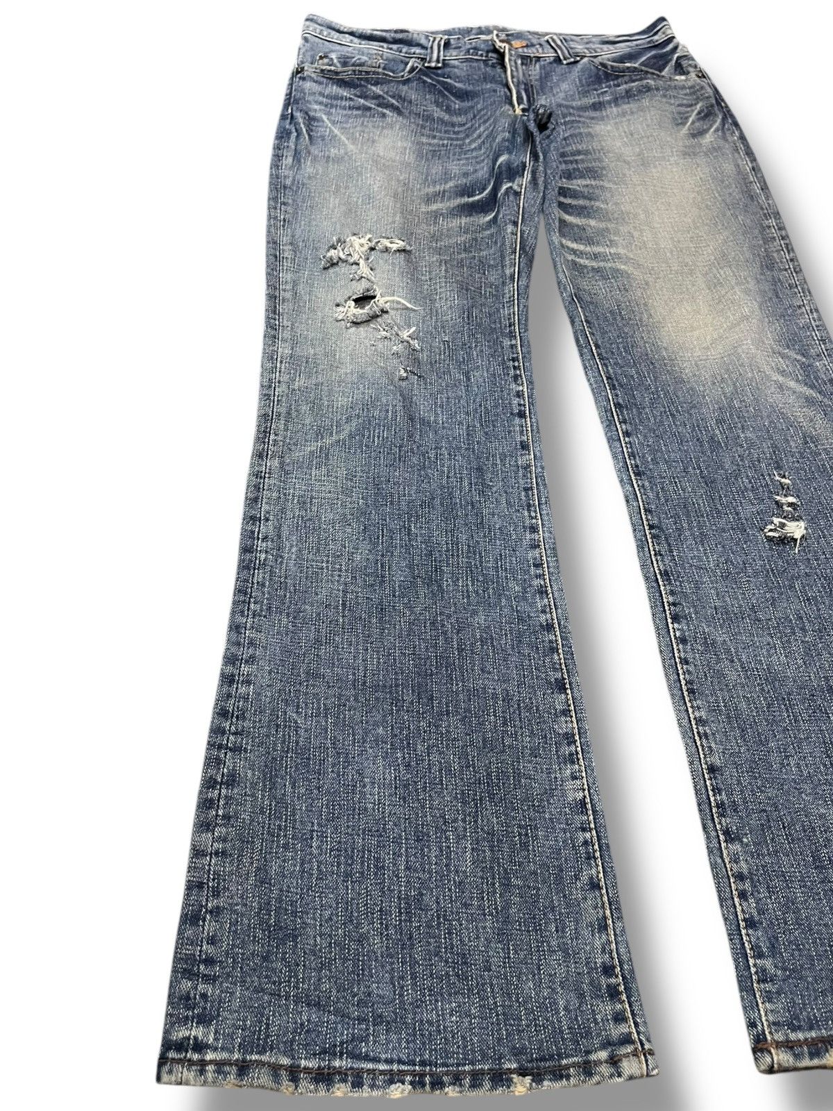 Japanese Brand Vintage GLheart Flare Grunge Distressed Denim Size US 35 - 3 Thumbnail