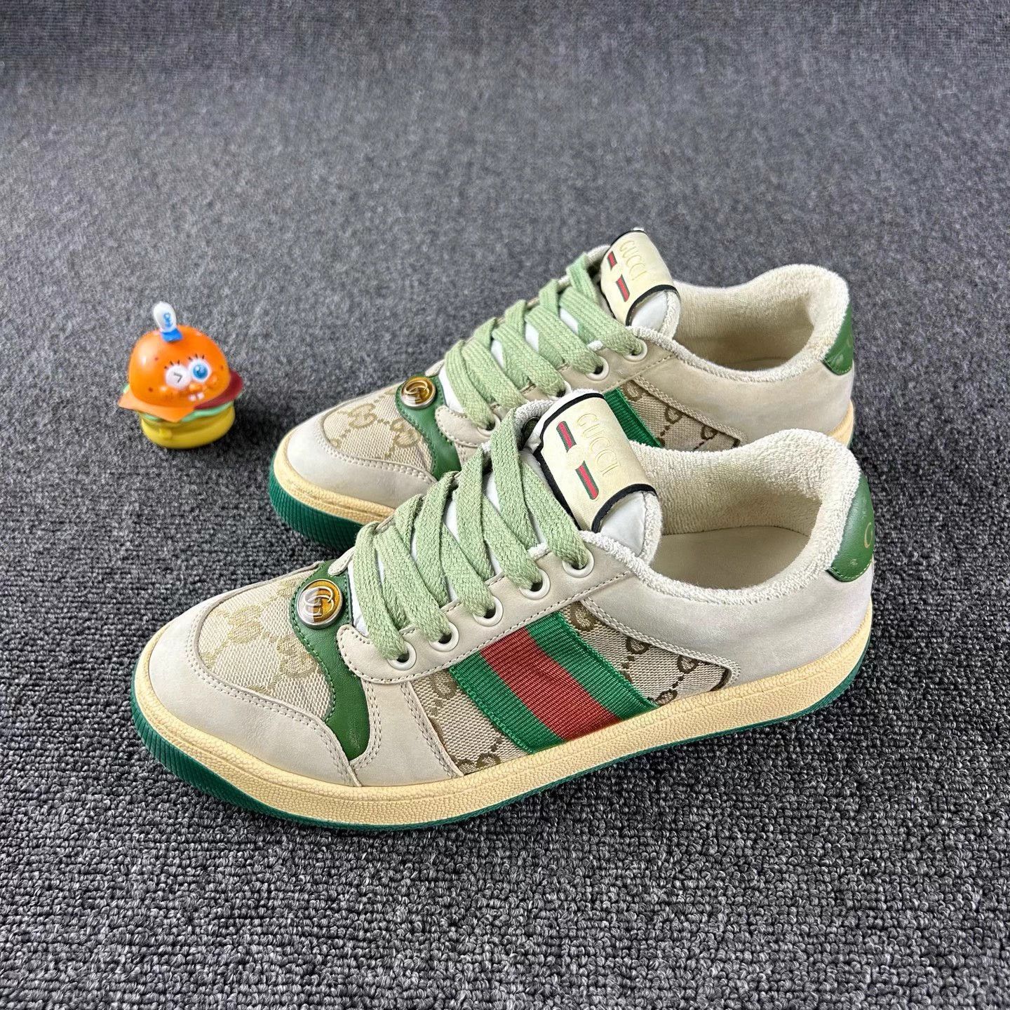 Gucci Gucci Distressed Sneaker Women's GG Green Tail Double G 36.5 Size US 5.5 / IT 35.5 - 1 Thumbnail