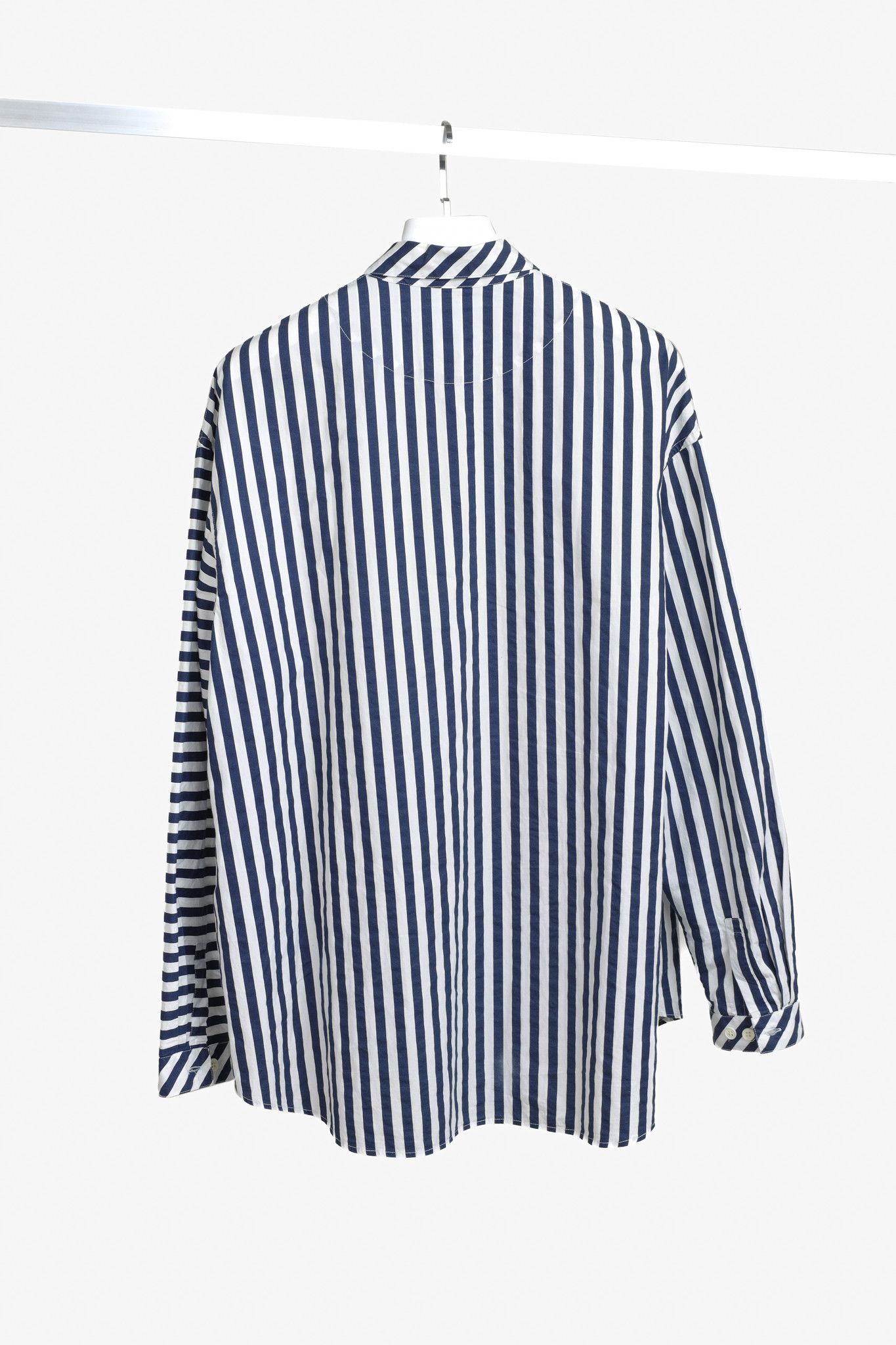 Sunnei Sunnei White Blue Striped Cotton Button Up Shirt Size US L / EU 52-54 / 3 - 2 Thumbnail