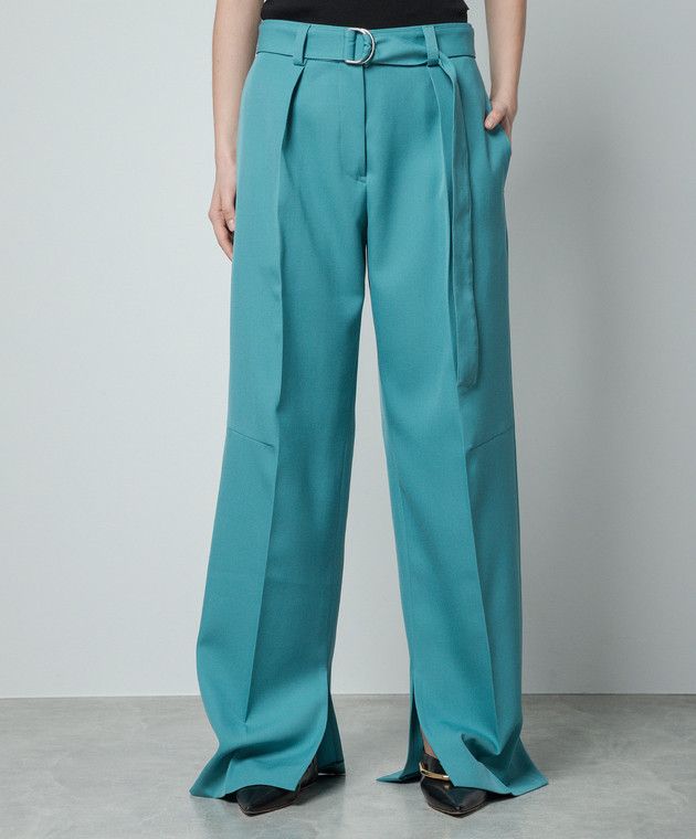 Jil Sander o1y1025 Casual Pant in Turquoise Size 26" / US 2 / IT 38 - 2 Thumbnail