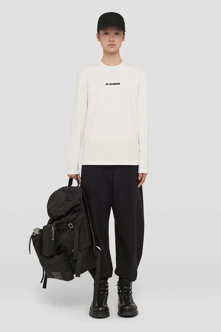 Jil Sander o1s22i1n0125 Logo Print Long Sleeve T-Shirt in White Size S / US 4 / IT 40 - 7 Thumbnail