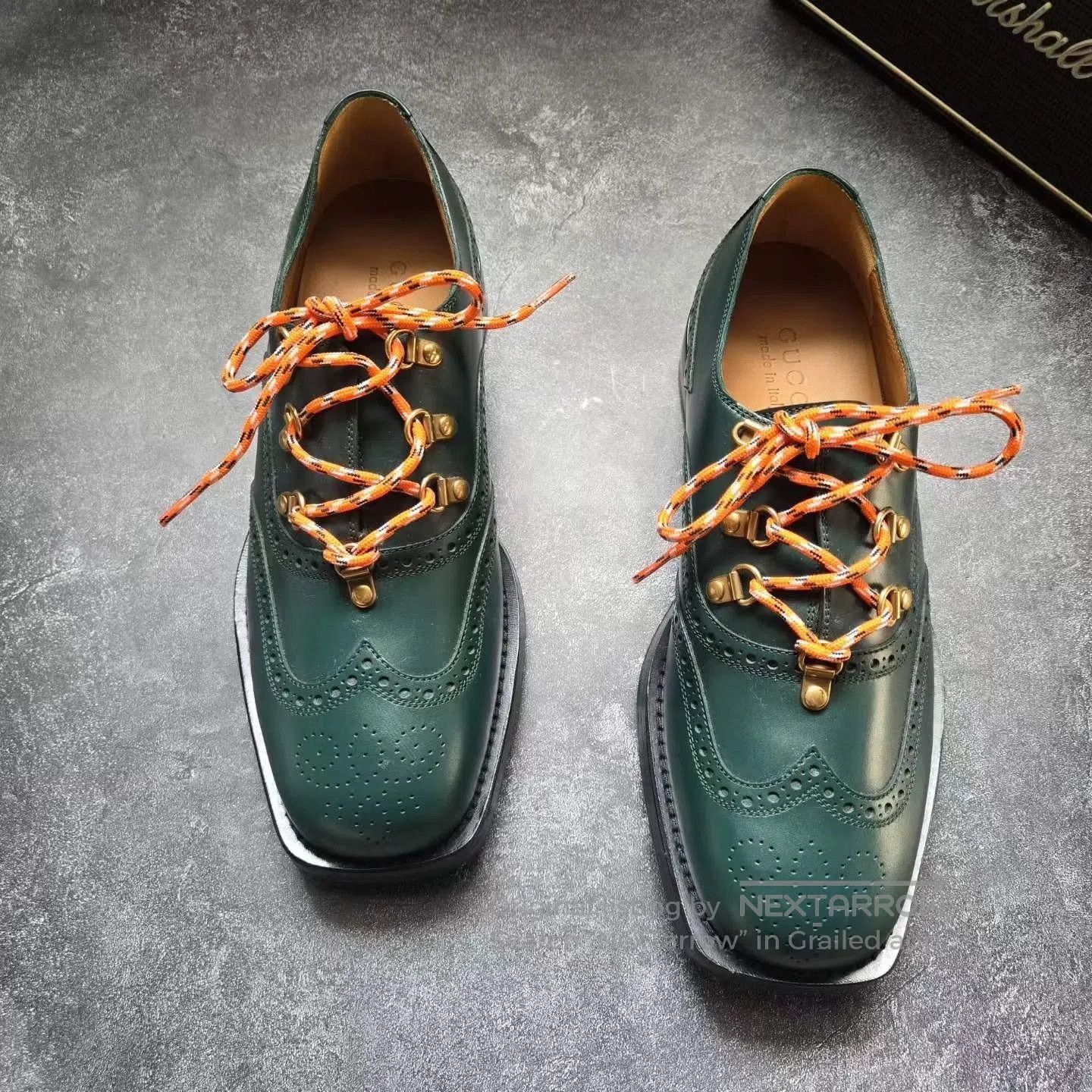 Gucci Gucci Green Embossed Leather Shoes. Size US 8 / EU 41 - 2 Thumbnail