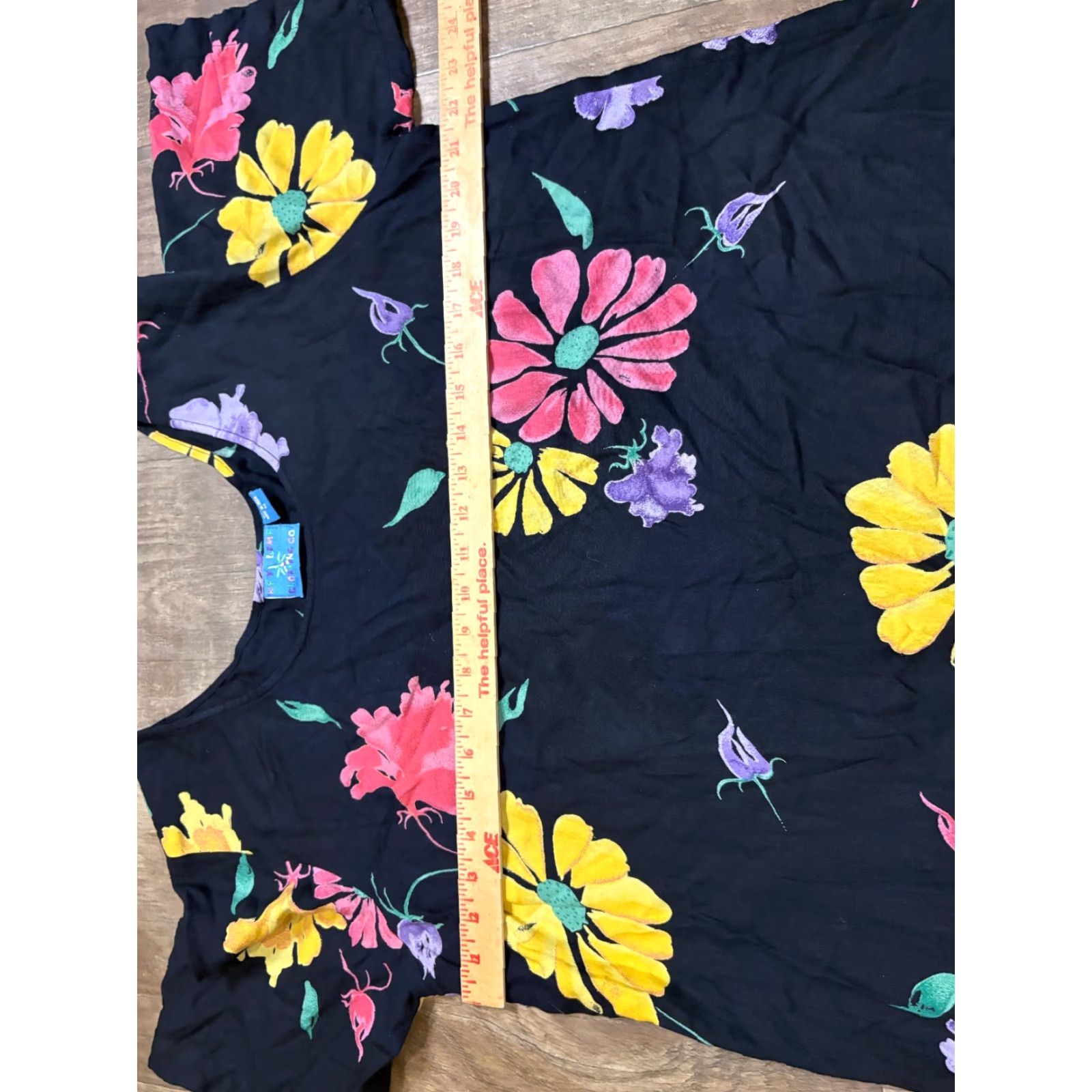 Vintage Key Lime Clothing Co Womens Medium M Floral Black Rayon Short Sleeve Shirt Size M / US 6-8 / IT 42-44 - 3 Thumbnail