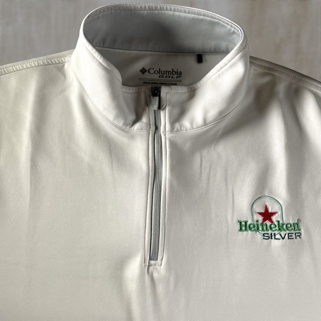 Vintage Columbia Golf x Heineken Silver Quarter Zip Pullover XL Men White Pullover XL Golf Mens White Columbia Size US XL / EU 56 / 4 - 1 Thumbnail