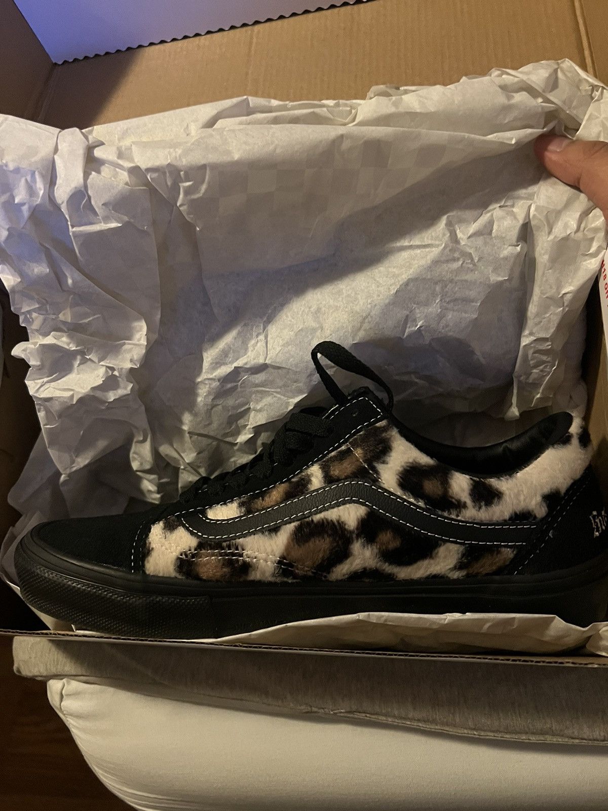 image of Supreme Leopard Old Skool Vans Shoes in Black, Men's (Size 9.5)
