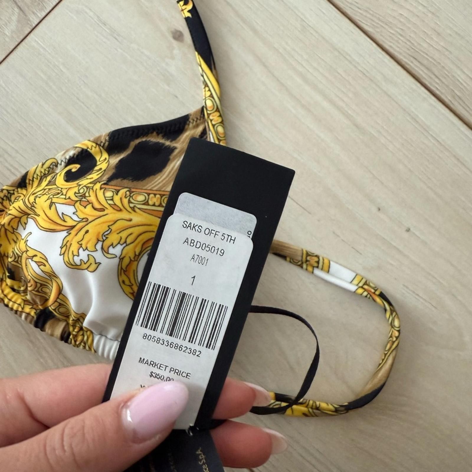 Versace Versace Gold and Black Patterned Bikini Size ONE SIZE - 2 Thumbnail