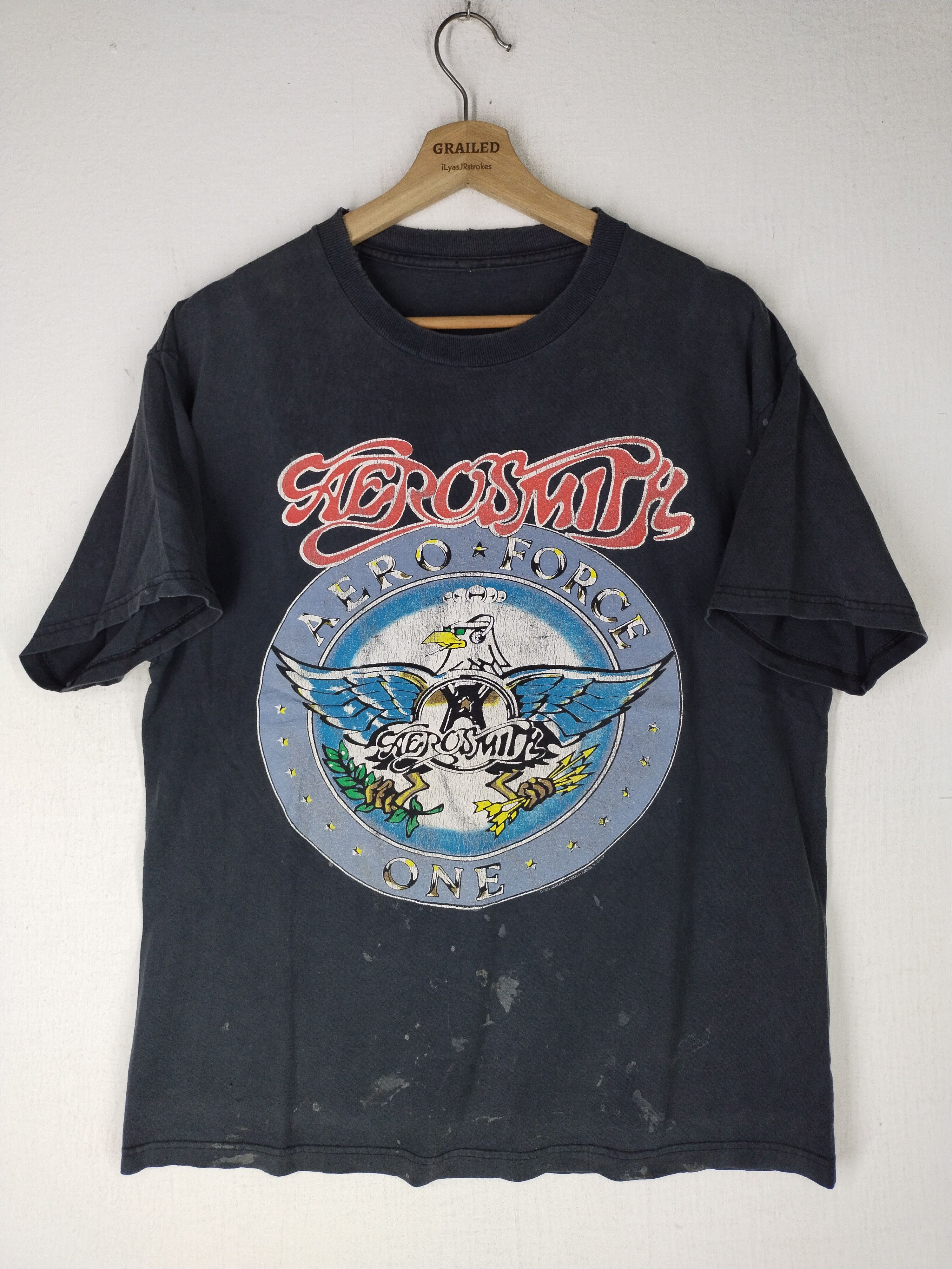 Aerosmith 00's Vintage Aerosmith Aero Force One Distressed Sun Faded Size US M / EU 48-50 / 2 - 2 Thumbnail