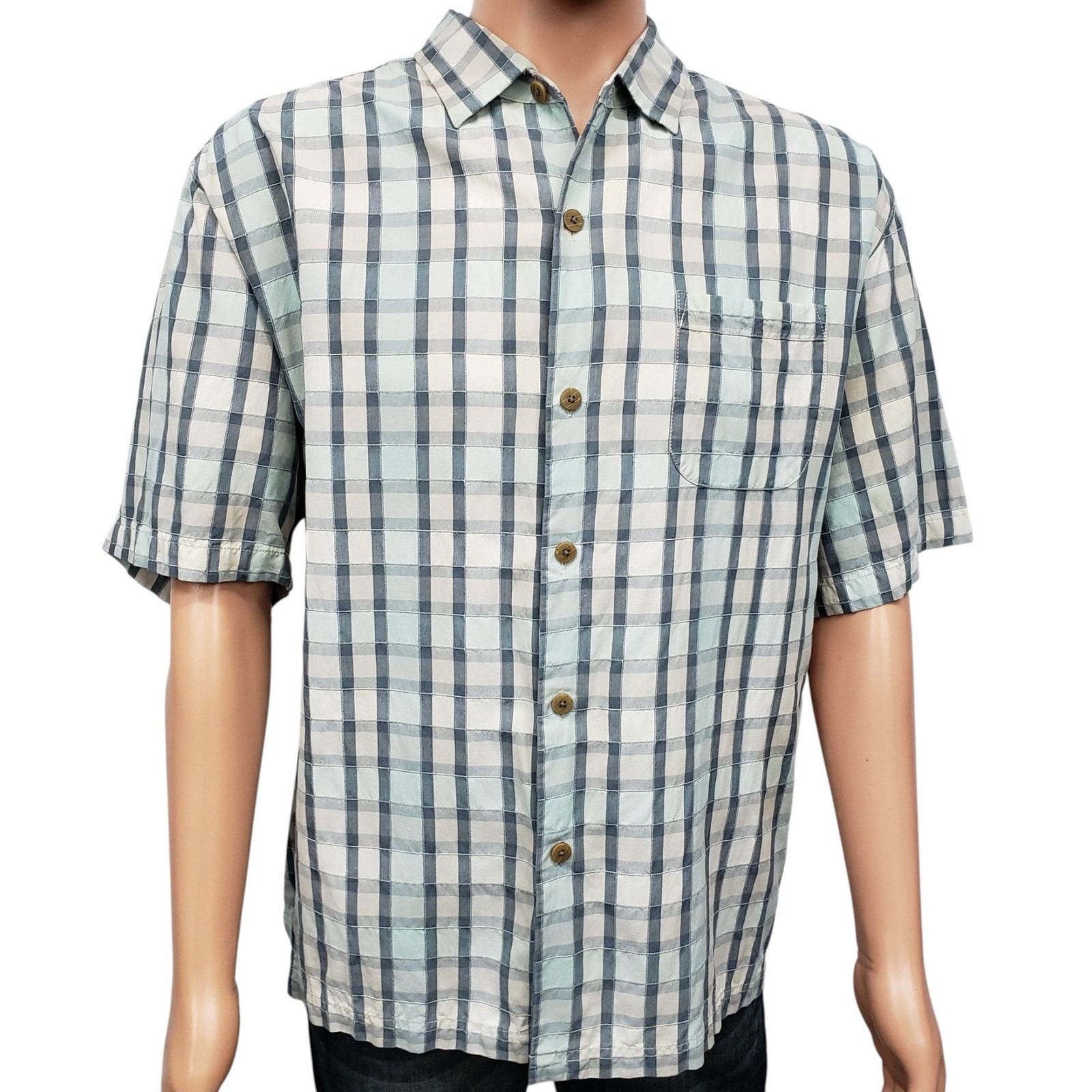 Tommy Bahama Tommy Bahama Silk Camp Shirt XL Beach Plaid Patchwork Madras Size US XL / EU 56 / 4 - 2 Thumbnail