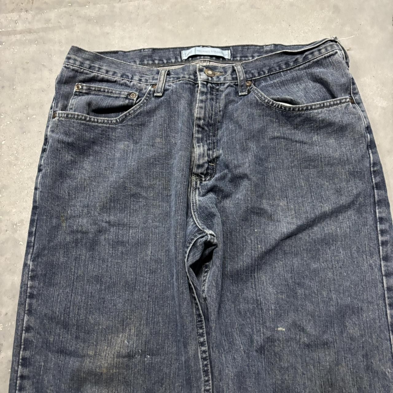 Japanese Brand × Vintage Crazy Vintage Y2K/2000s Baggy Grunge Dark Wash Skater Denim Jeans! Size US 36 / EU 52 - 5 Thumbnail