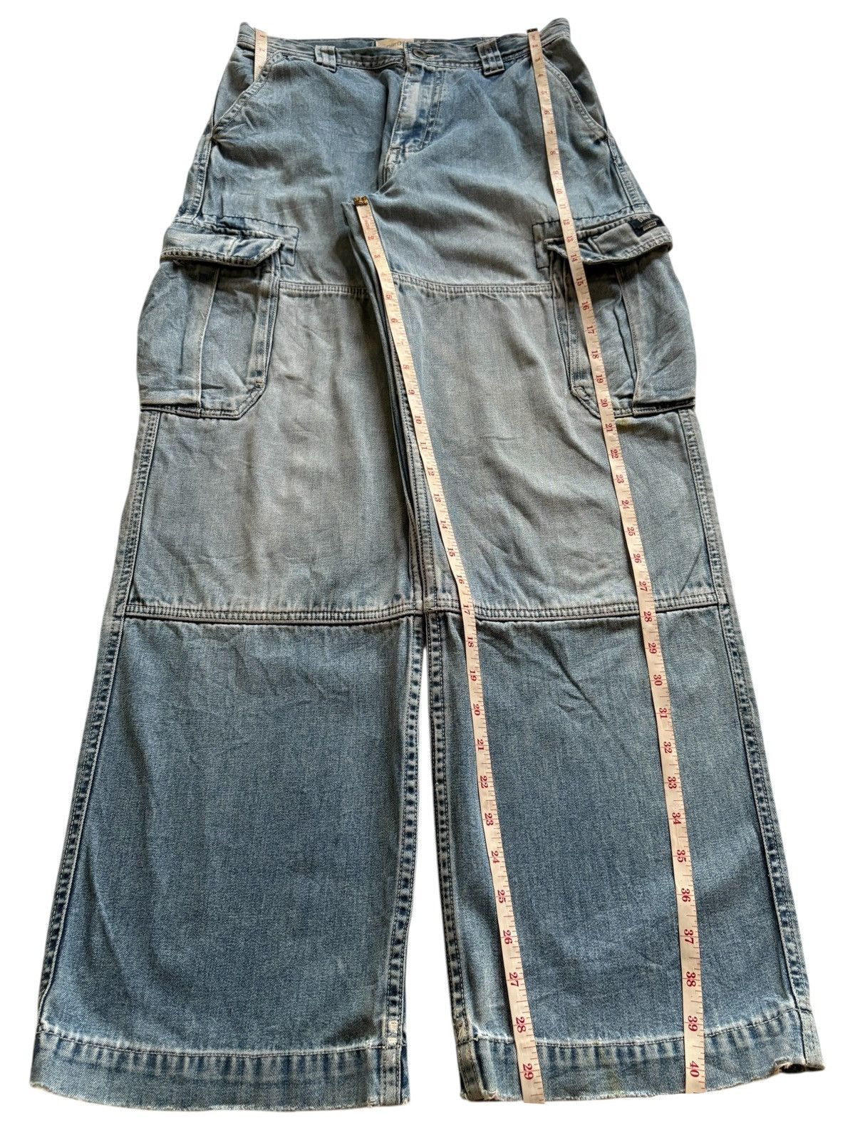 Gap Vintage Cargo GAP Blue Wash Distressed Loose Baggy Jeans Size US 28 / EU 44 - 14 Thumbnail