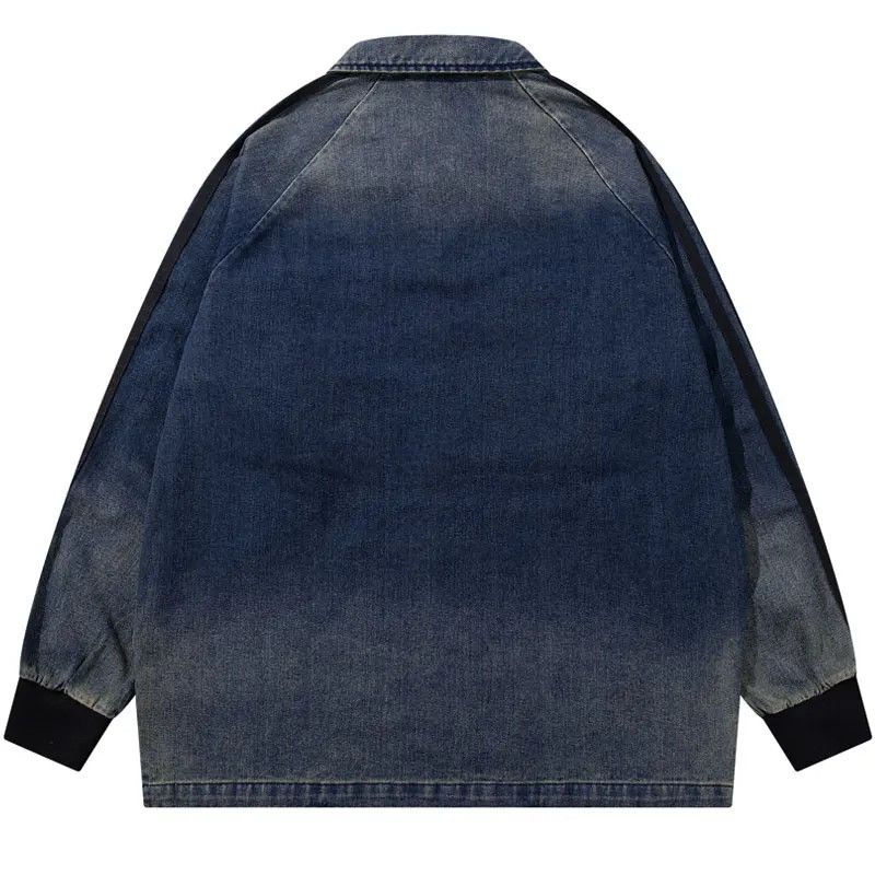 Jean Half Zipper Collar Jean Shirt Denim Y2K Vintage Design Size US L / EU 52-54 / 3 - 2 Thumbnail