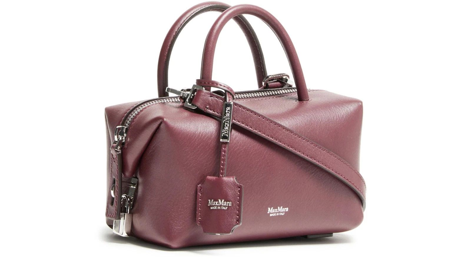 Max Mara MAX MARA Small Bordeaux Leather Top Handle Holdall Size ONE SIZE - 2 Thumbnail
