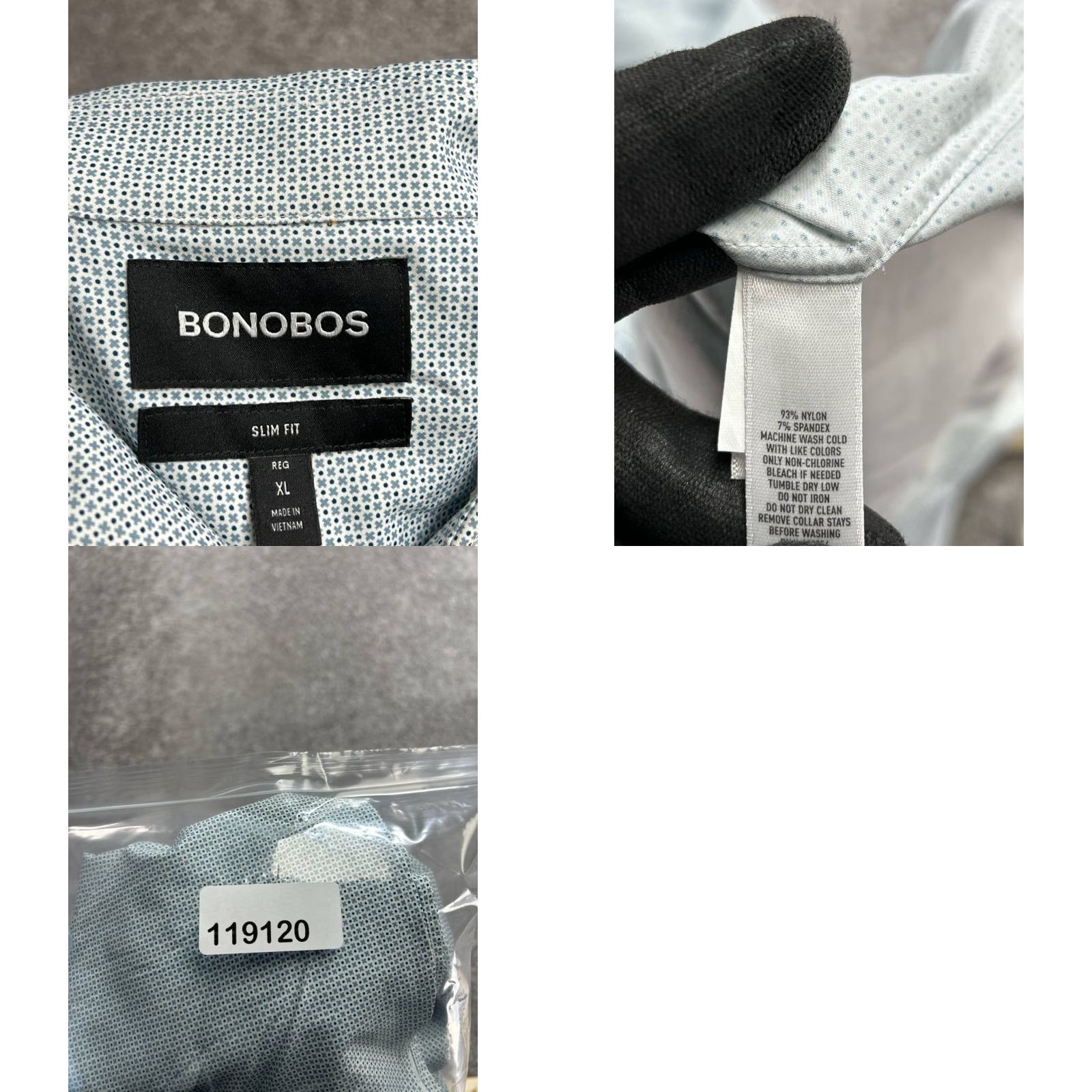 Bonobos Bonobos Slim Fit Shirt Mens XL Green Nylon Stretch Button Front Collared Weekend Size US XL / EU 56 / 4 - 8 Thumbnail