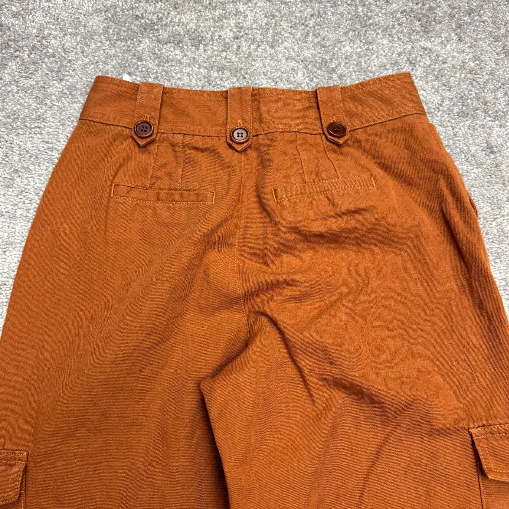 Gap VINTAGE Gap Reissue Linen Cotton Tapered Leg Cargo Pants Trouser Womens 2 Rust Brown Size 26" / US 2 / IT 38 - 2 Thumbnail