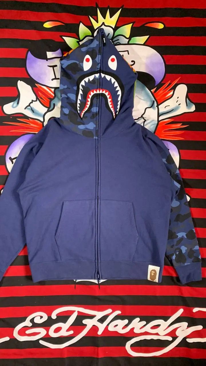 Bape BAPE Giant 1ST camo shark loose fit full zip hoodie in Blue Size US XL / EU 56 / 4 - 3 Thumbnail
