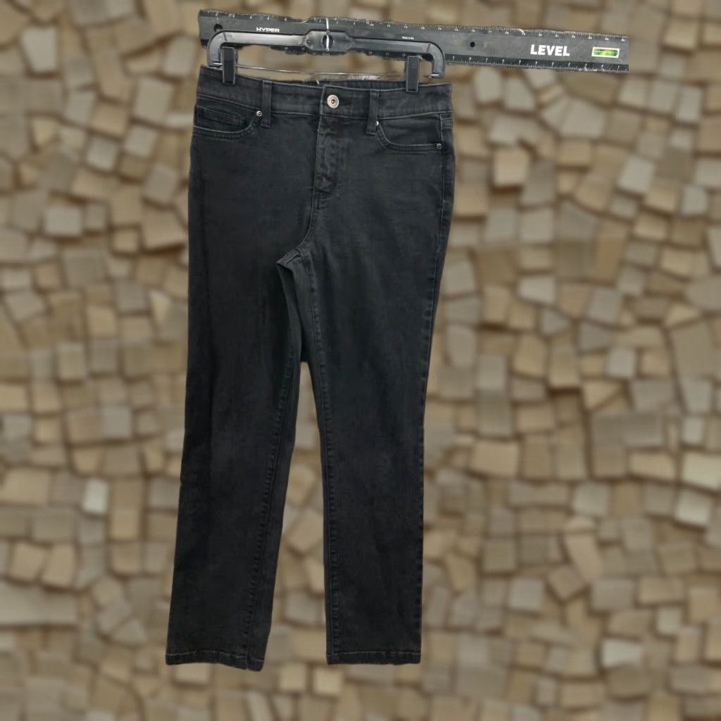 Vintage St John's Bay Jeans Slim Straight Leg Dark Wash Black Size 6 Short Womens Regular Fit 5-Pocket Denim with Belt Loops Size 28" / US 6 / IT 42 - 1 Thumbnail