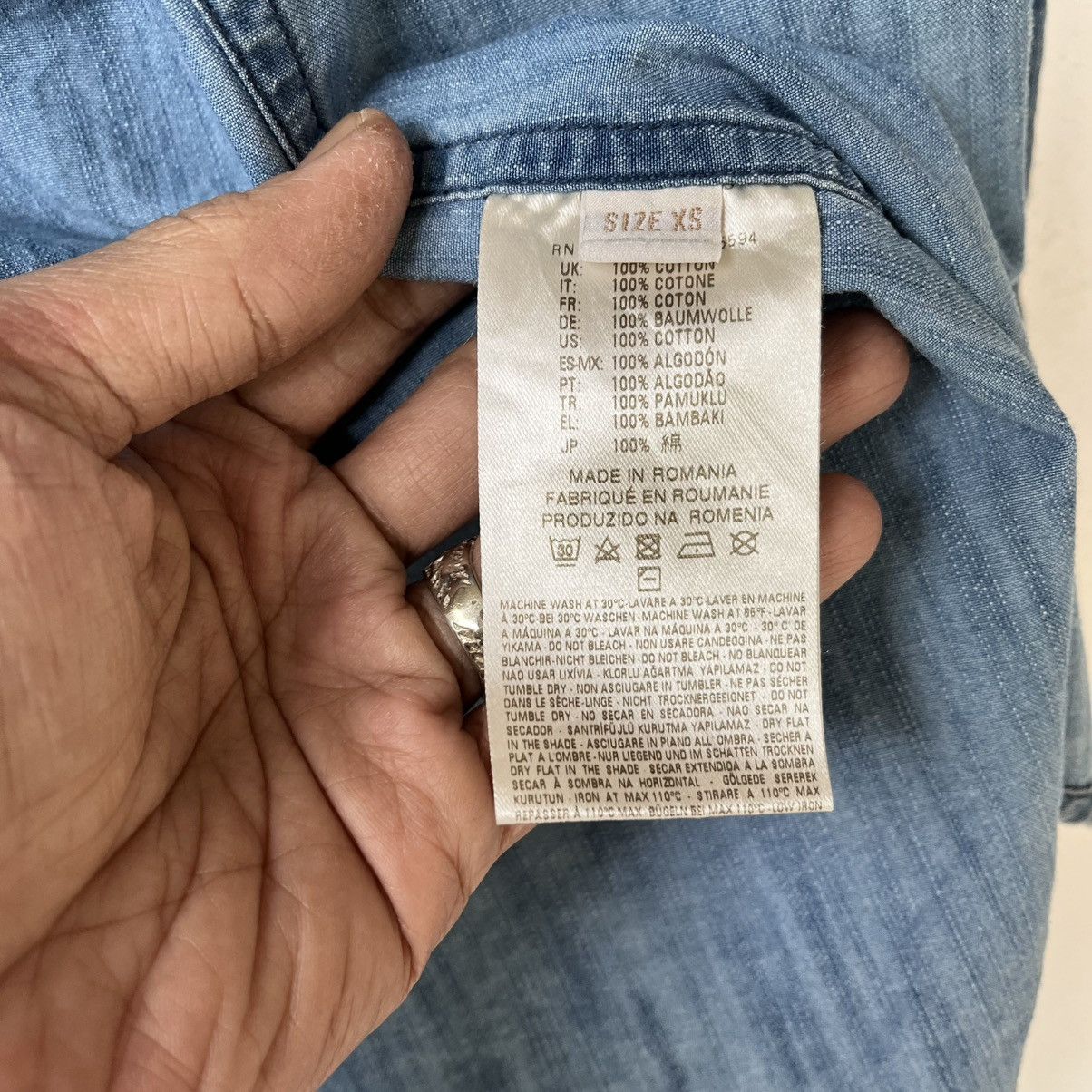 Diesel Diesel Distressed Western Denim Shirt Light Wash Size XS / US 0-2 / IT 36-38 - 15 Thumbnail