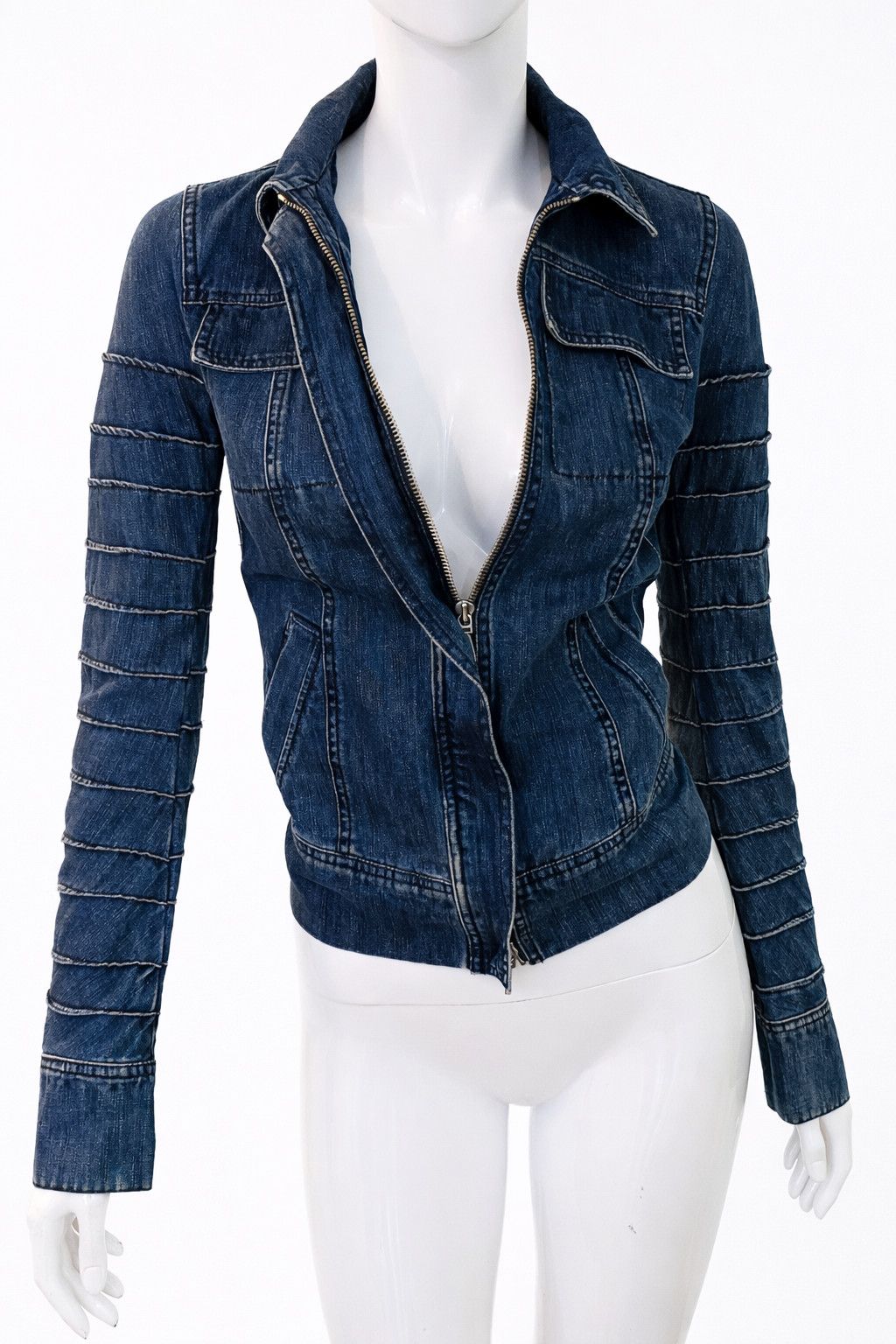 plein sud Plein Sud Sculpted Structured Seam Denim XS Small Jacket Size XS / US 0-2 / IT 36-38 - 6 Thumbnail