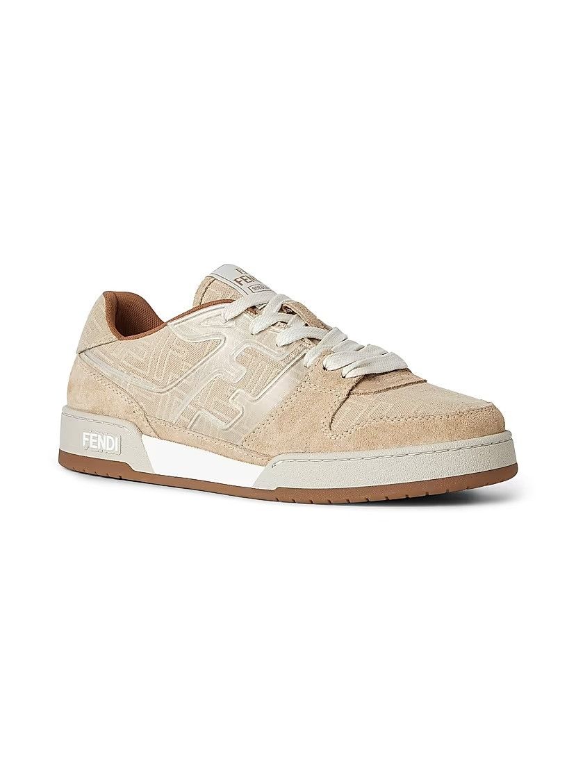 Fendi os11x0526 Match FF Suede Low-Top Sneakers in Beige Size US 10 / EU 43 - 2 Thumbnail
