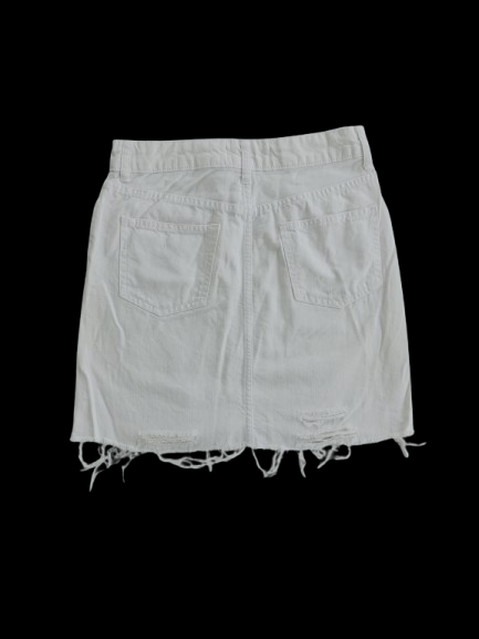 Bershka BERSHKA Distressed Style Mini Skirt White Colour Size 28" / US 6 / IT 42 - 2 Thumbnail