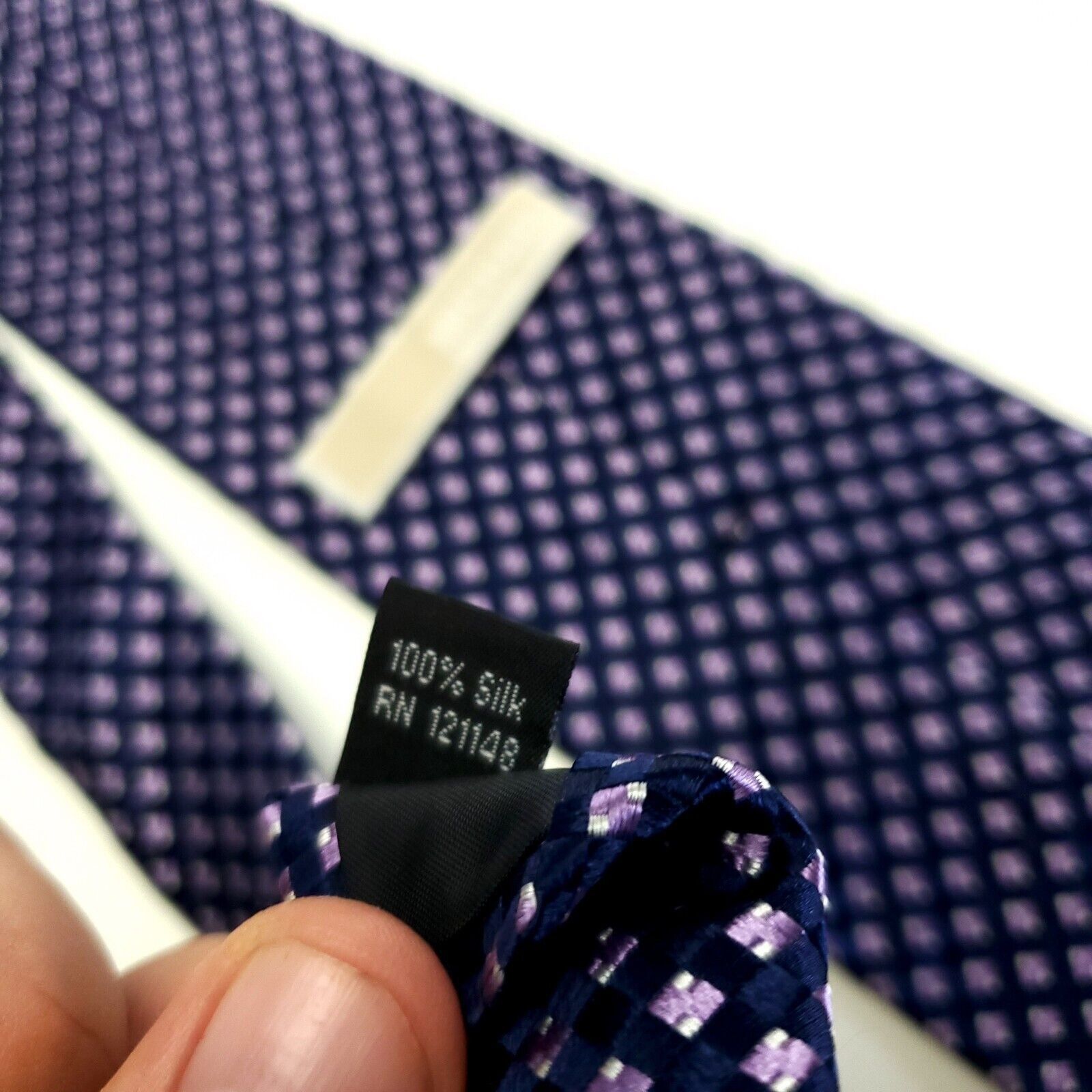 Michael Kors Michael Kors Blue Pink Woven Geometric Silk Tie Size ONE SIZE - 4 Thumbnail