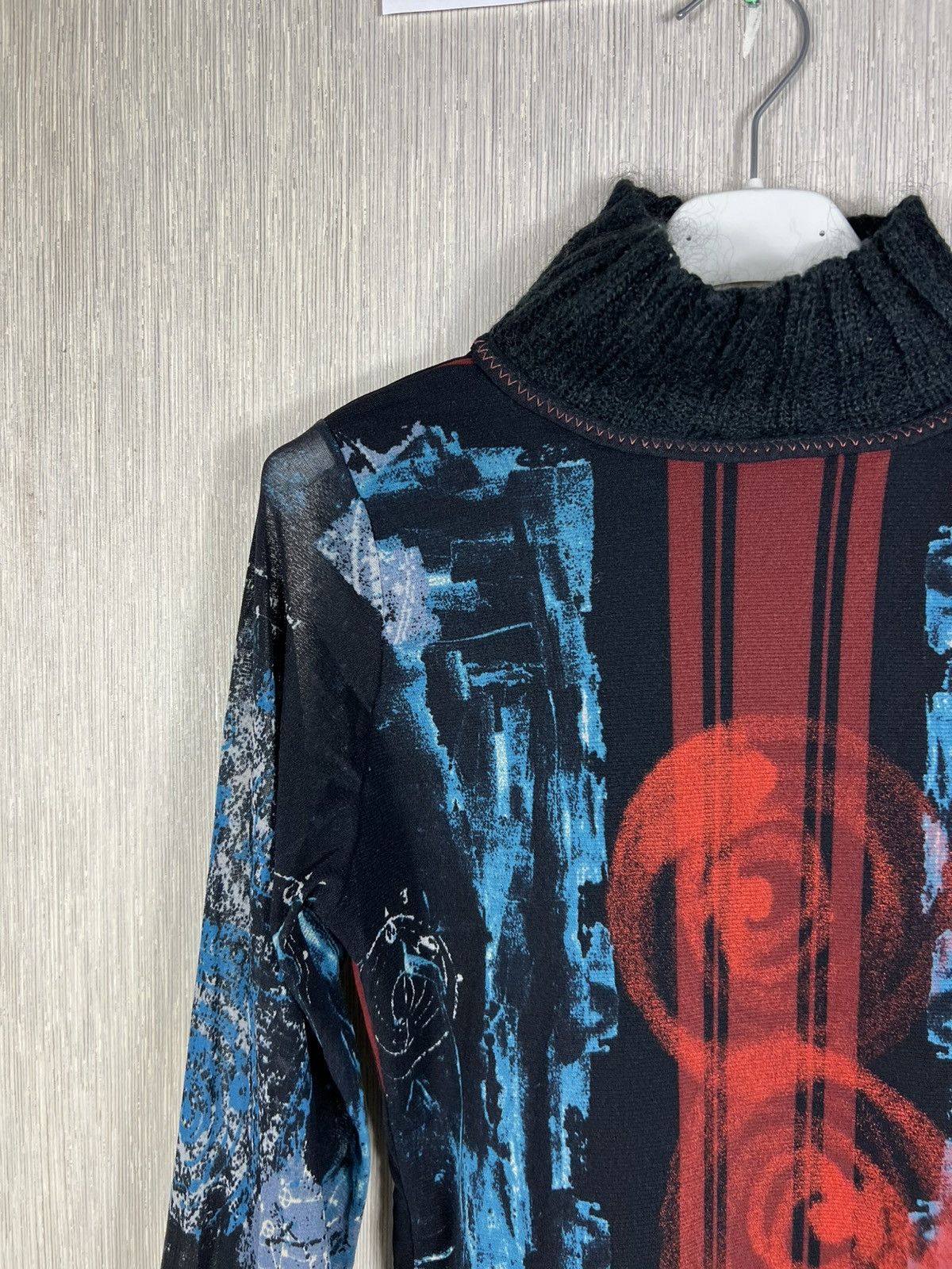Jean Paul Gaultier Vintage Save the Queen! y2k mesh blouse puffy long sleeves Size XL / US 12-14 / IT 48-50 - 4 Thumbnail