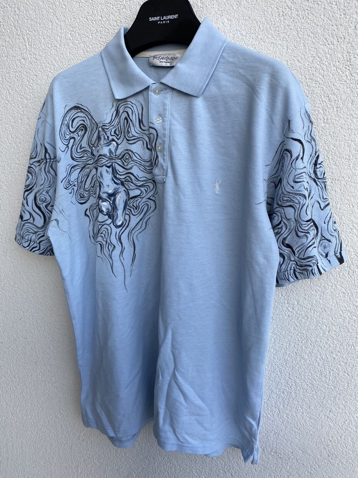 Yves Saint Laurent 1of1 YSL Polo Shirt Art Blue YSL Tee Size US L / EU 52-54 / 3 - 9 Thumbnail