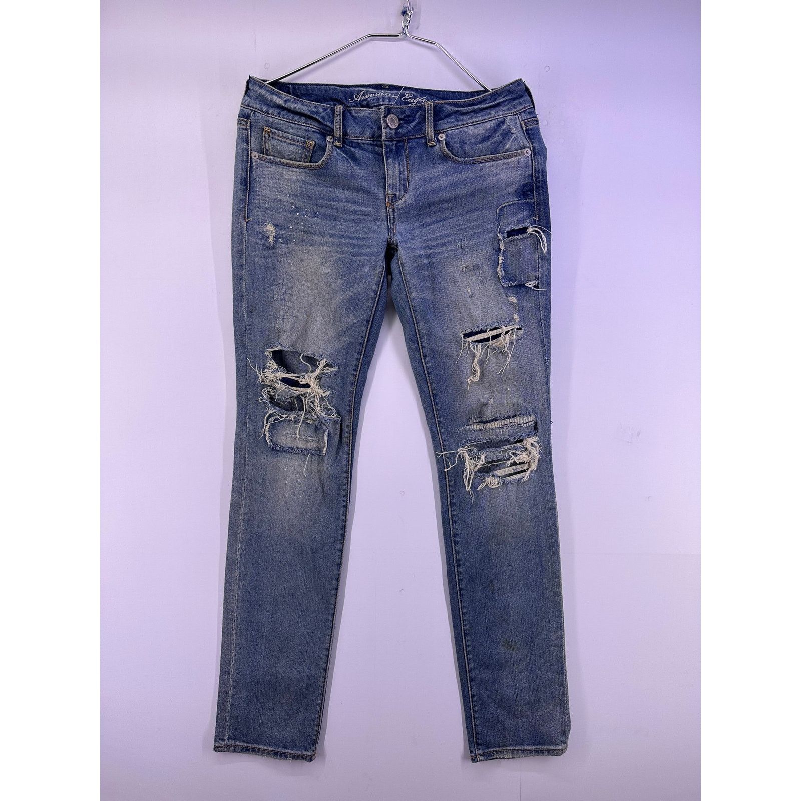 American Eagle Outfitters American Eagle Blue Ripped Skinny Jeans Size 6 Size 28" / US 6 / IT 42 - 1 Thumbnail