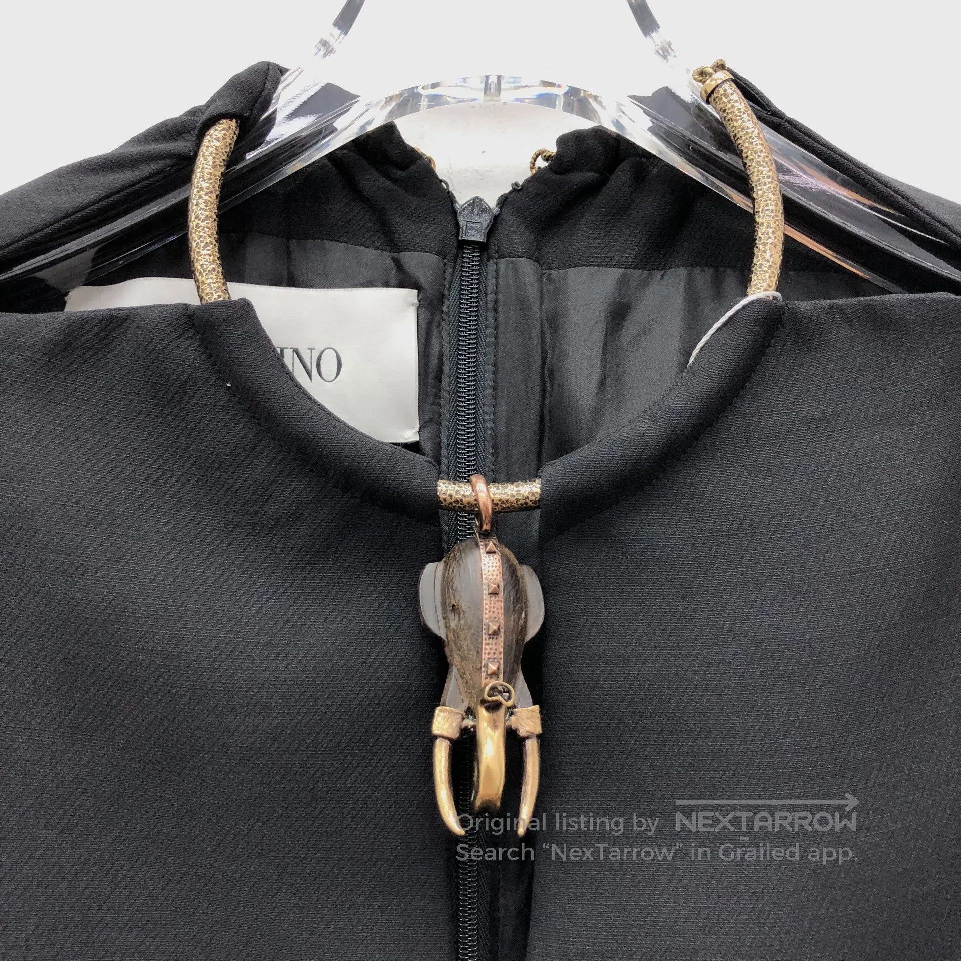 Valentino Valentino Black Tribal Necklace Design Wool Crew Neck Shor Size XS / US 0-2 / IT 36-38 - 4 Thumbnail