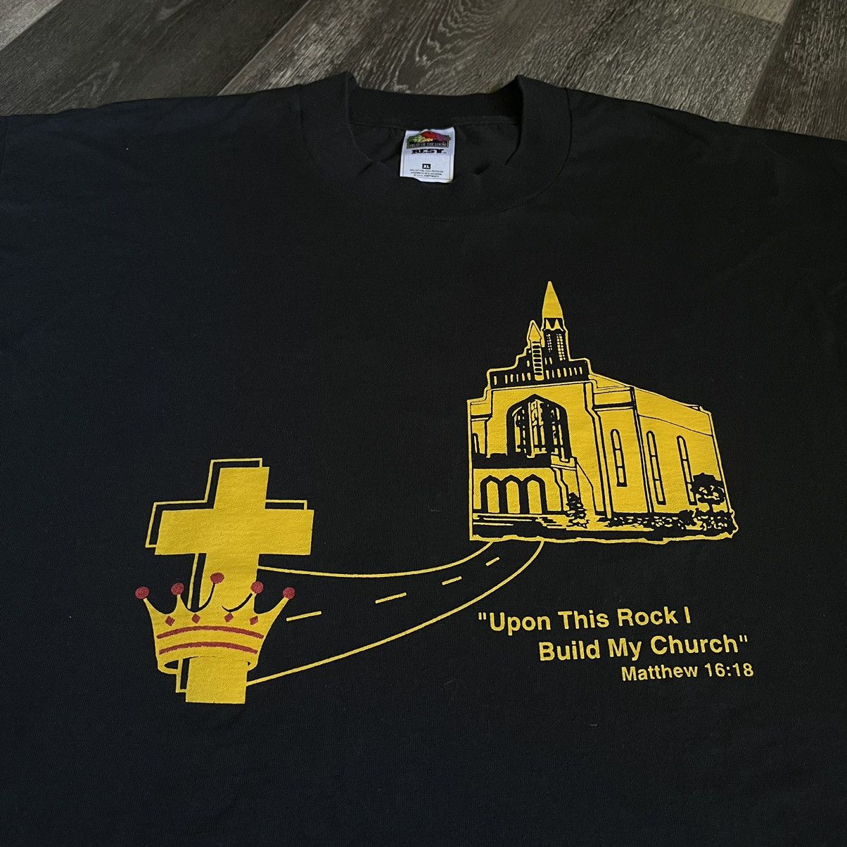 Vintage Vintage 90s Upon This Rock I Build My Church Castle Logo Tee Size US XL / EU 56 / 4 - 1 Thumbnail