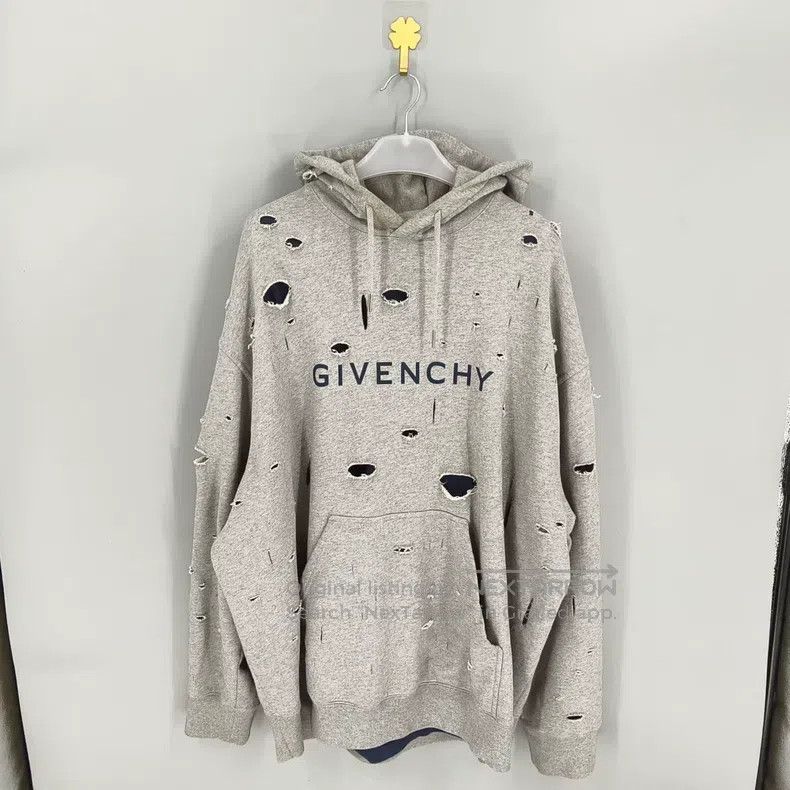 Givenchy Givenchy Color Blocked Letter Printed Ripped Hooded Long S Size US XL / EU 56 / 4 - 1 Thumbnail