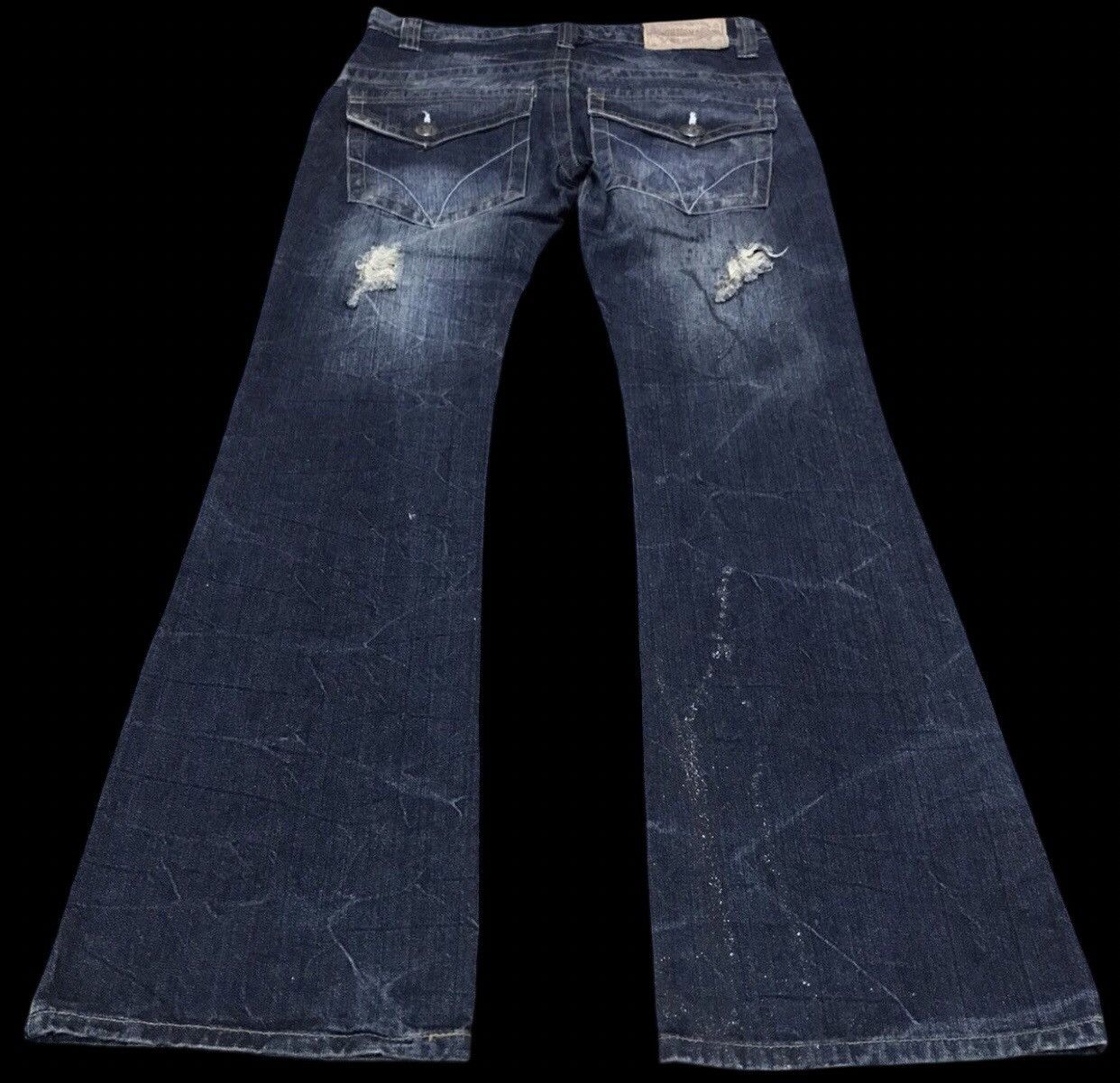 Other FLARE🔥Skull Very Rare Distressed Painter Flare Jeans Size US 32 / EU 48 - 2 Thumbnail