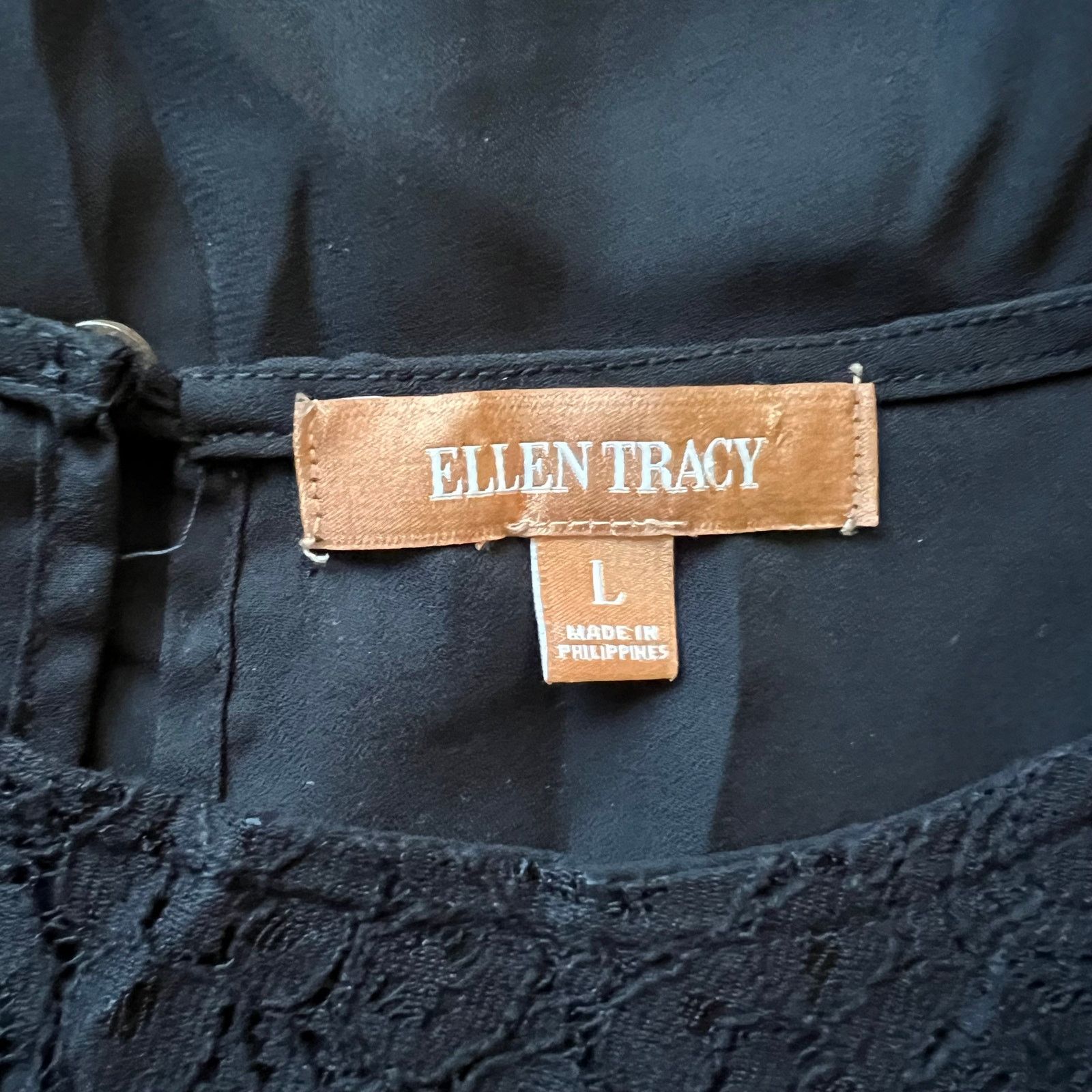 Other Ellen Tracy Black Lace Semi Sheer Sleeveless Top, L Size L / US 10 / IT 46 - 4 Thumbnail