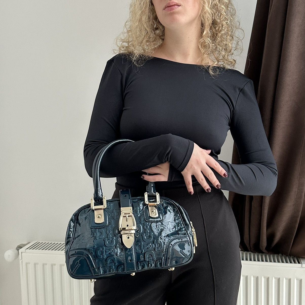 image of Gucci Horse Bit Lacquered Ocean Blue Hand Bag in Blue Ocean, Women's